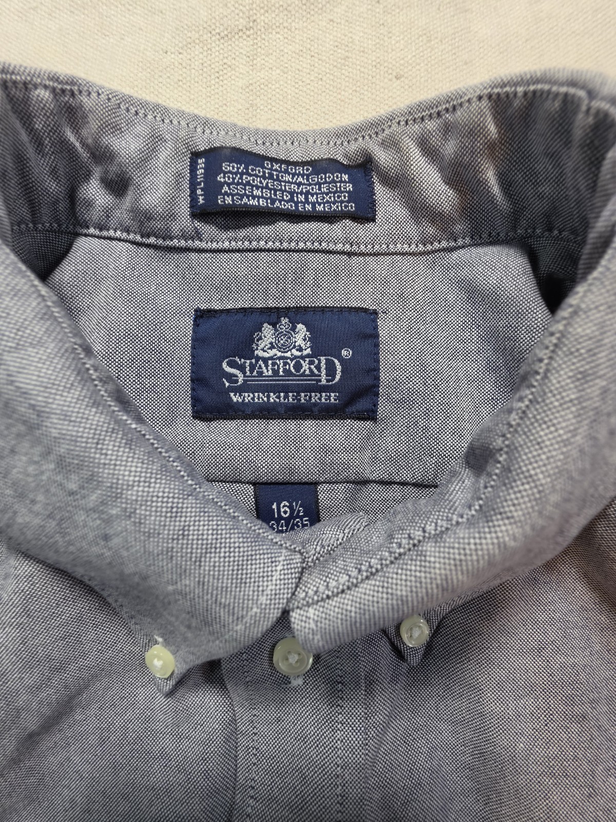 Stafford Men’s Long Sleeve Button Light Blue Shirt 16 1/2