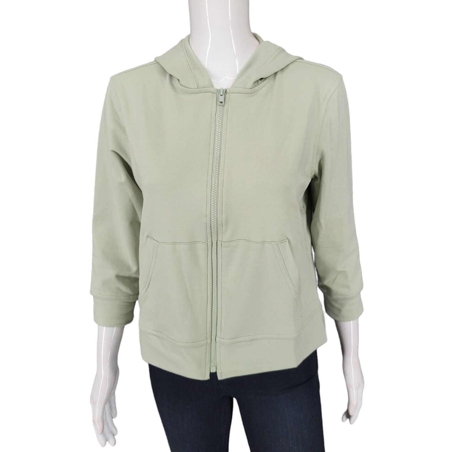 Encore by Idina Menzel French Terry Zip Up Hoodie Small Sz Sage Top w Pockets