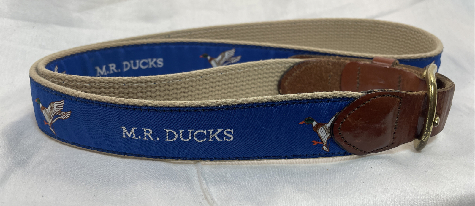 Leather Man Belt M.R.Ducks Leather and Ribbon Made in Connecticut Size 44
