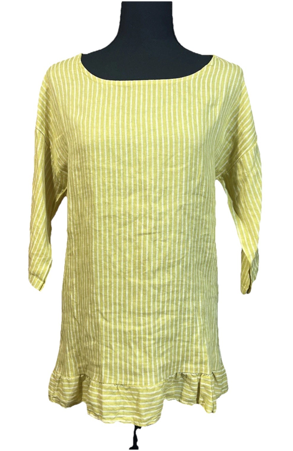 Lungo L’arno Linen Tunic Yellow Size Small Lagenlook Minimalist Beachy Coastal
