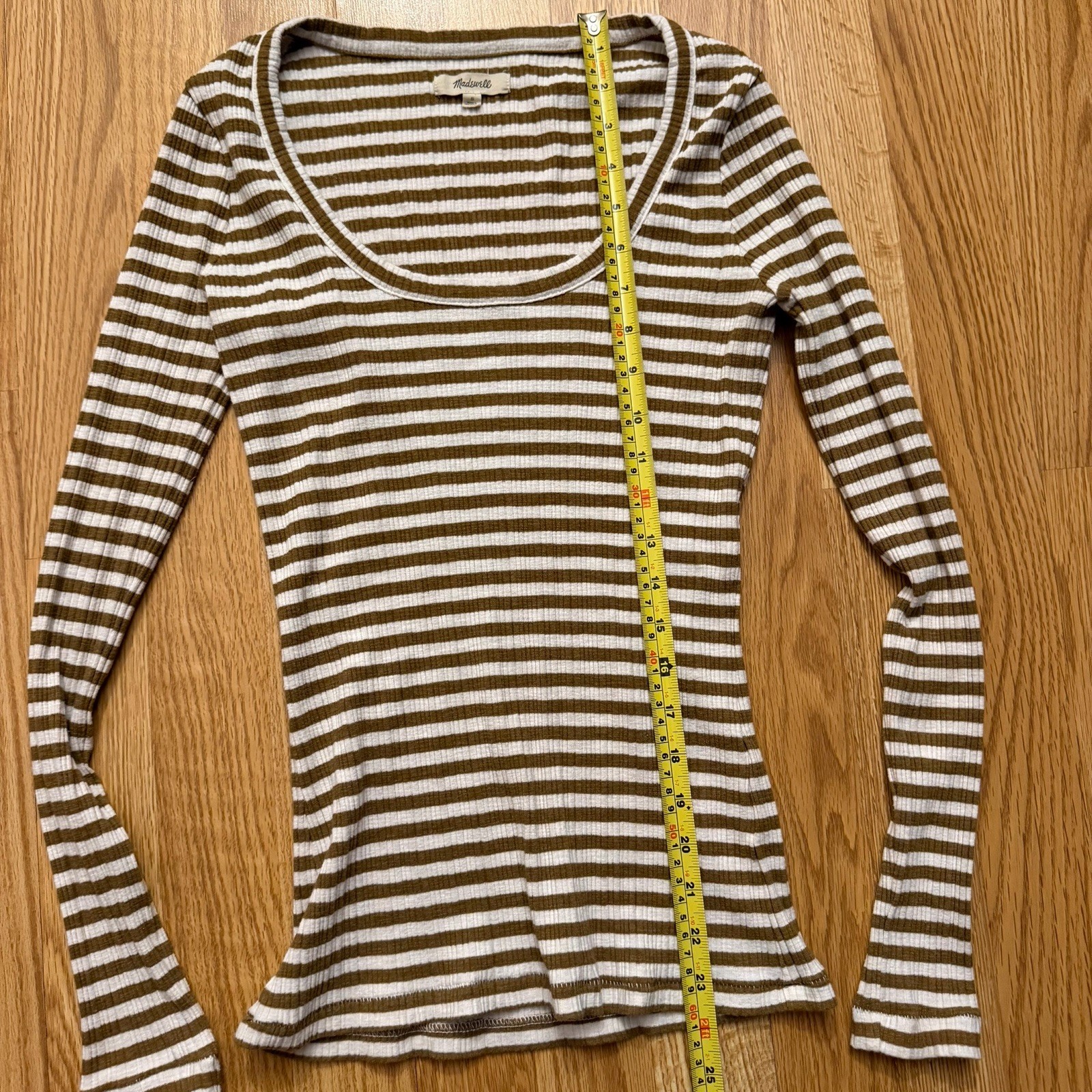 Madewell Brown and White Striped Long Sleeve Women’s Shirt Size Small