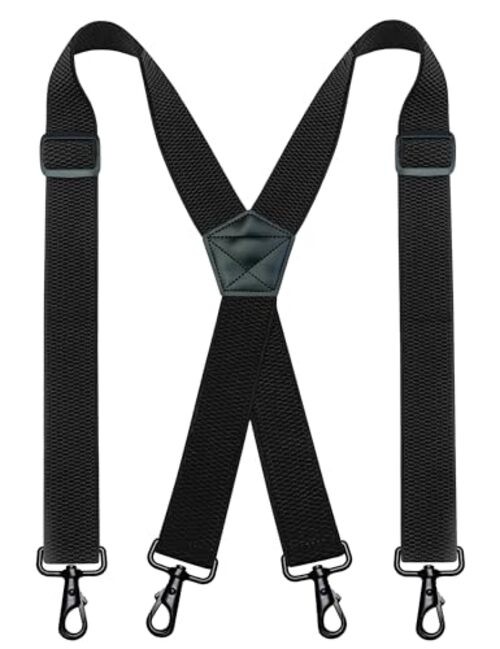 1.48″ Wide Heavy Duty Suspender with 4 Swivel Hooks for Jeans Pants Black