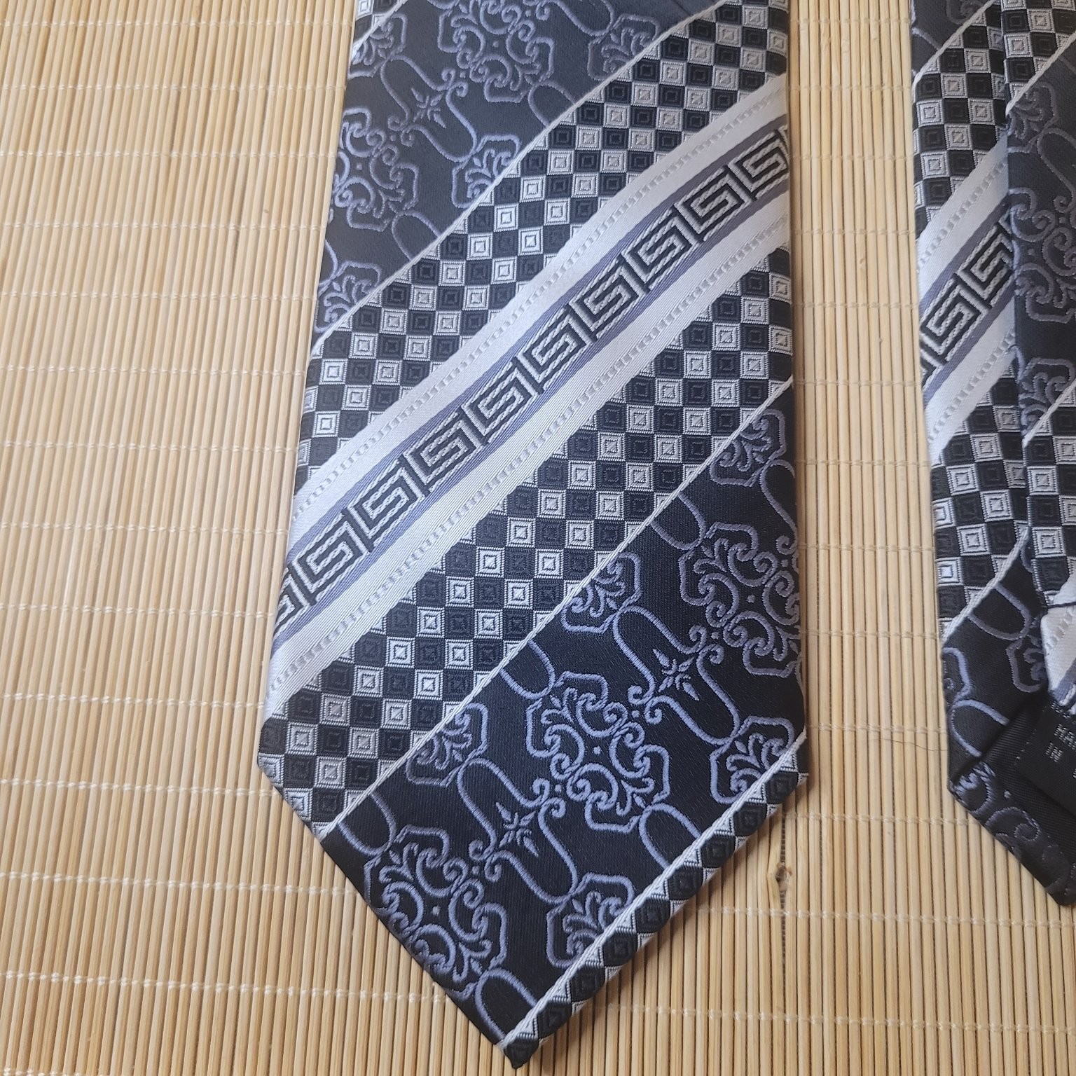 Karl Knox Men’s Tie Black Silver Classic Handmade Silk 57-60″