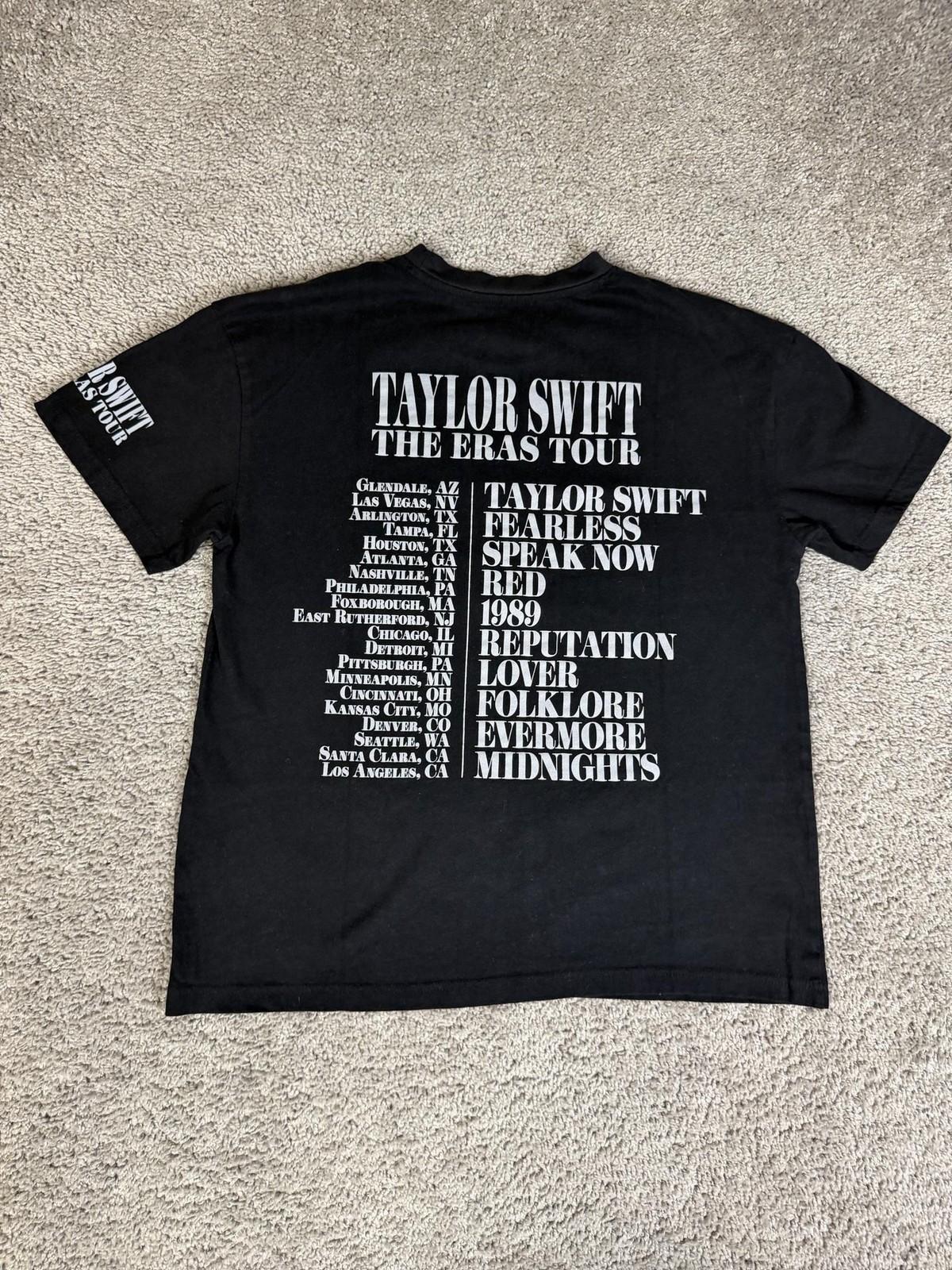 Taylor Swift Shirt Mens M Black The Eras Tour Graphic Crew Neck Tagless Cotton