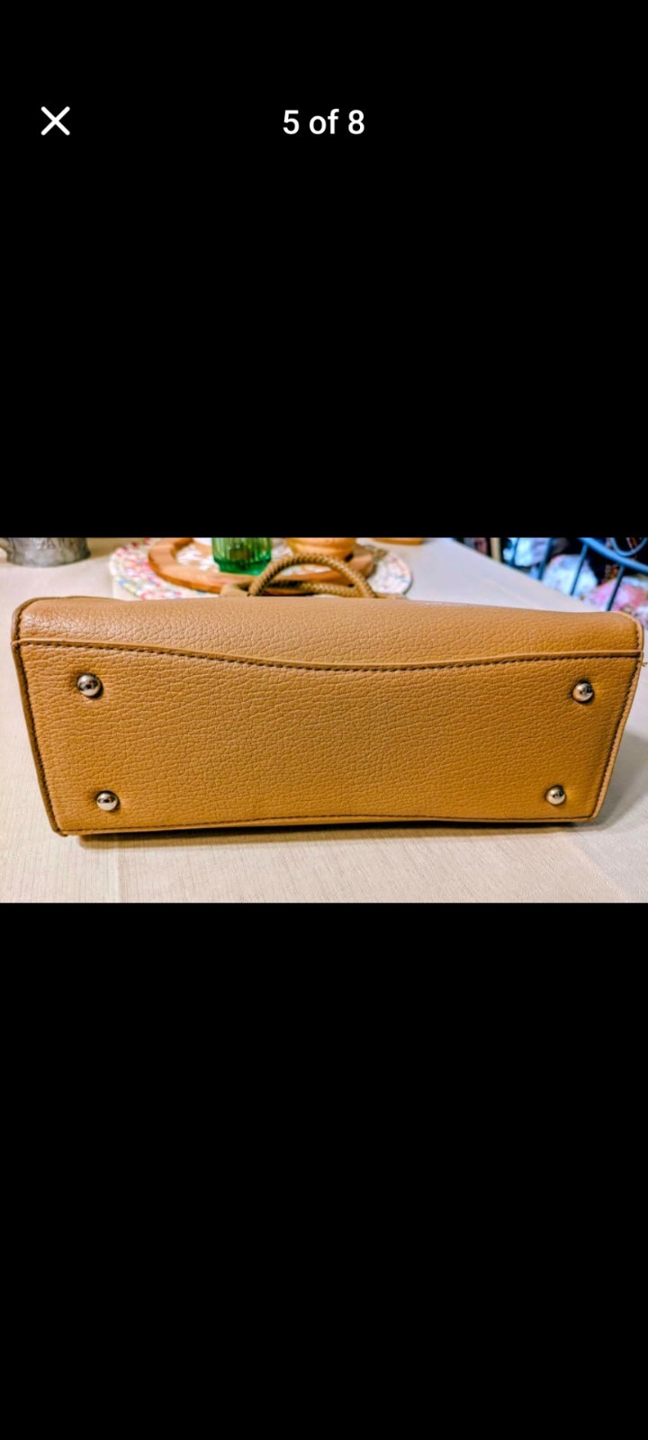 Tan Pebbled Satchel Top Handle Bag Braided Double Handles Zip Detachable Strap