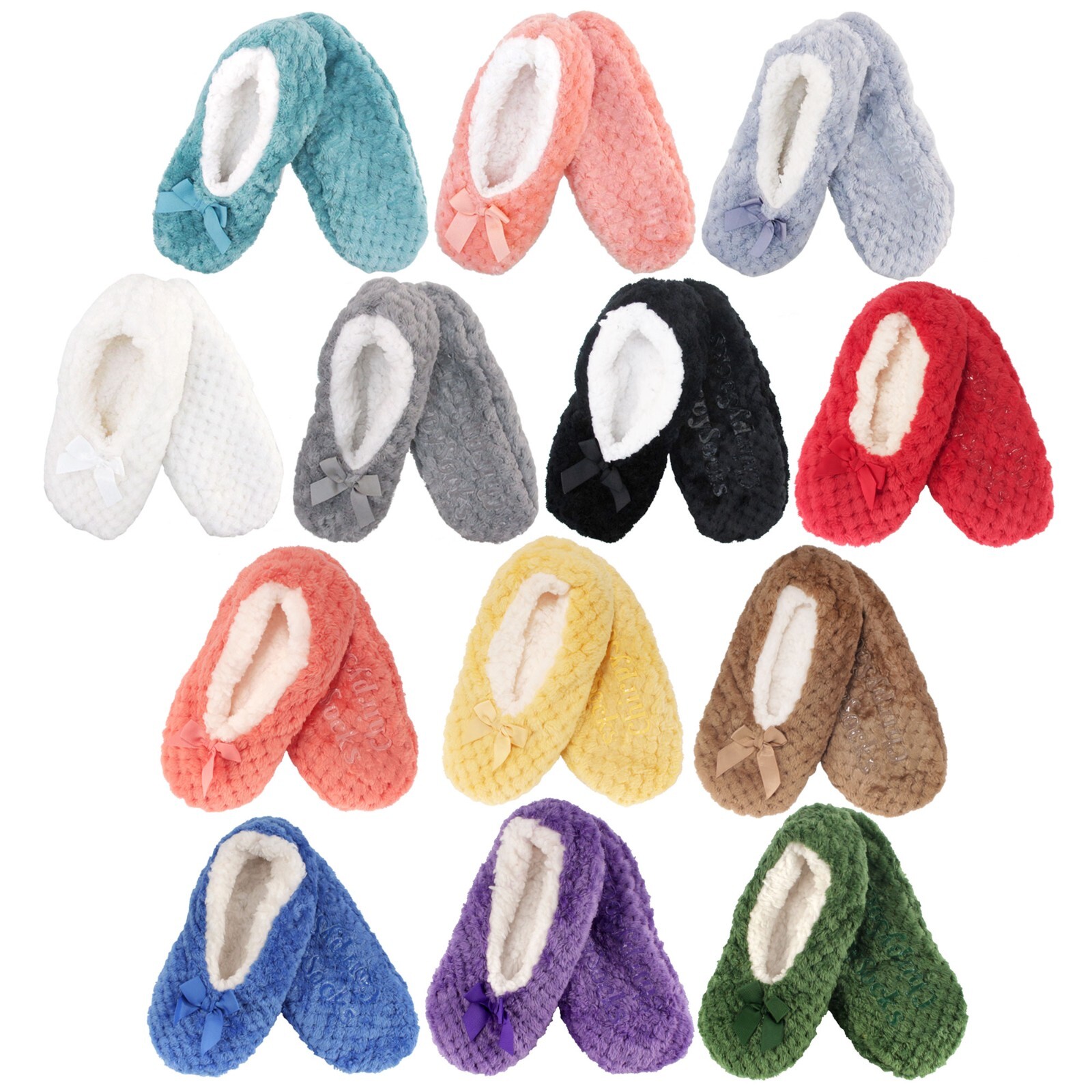 Women’s Super Soft Warm Fuzzy Cozy Non-slip Colorful Soft Touch Slippers, 3 Pair