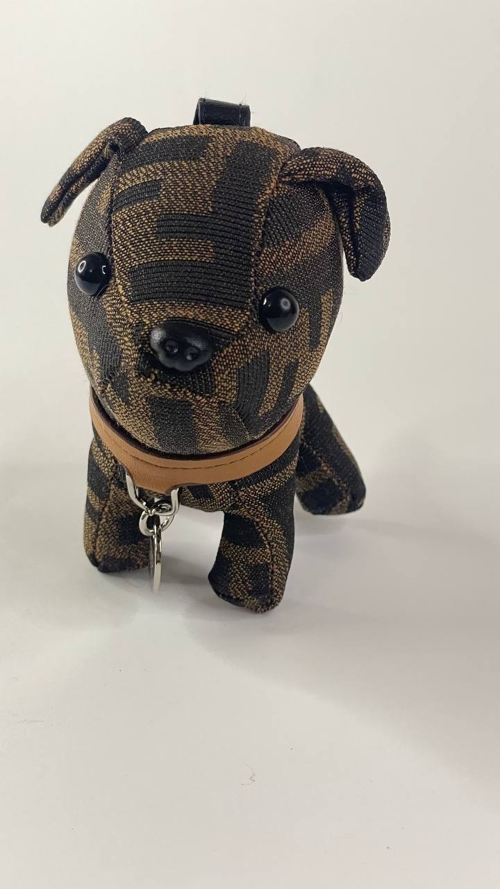 Fendi FF Monogram Dog Keychain Bag Charm Puppy
