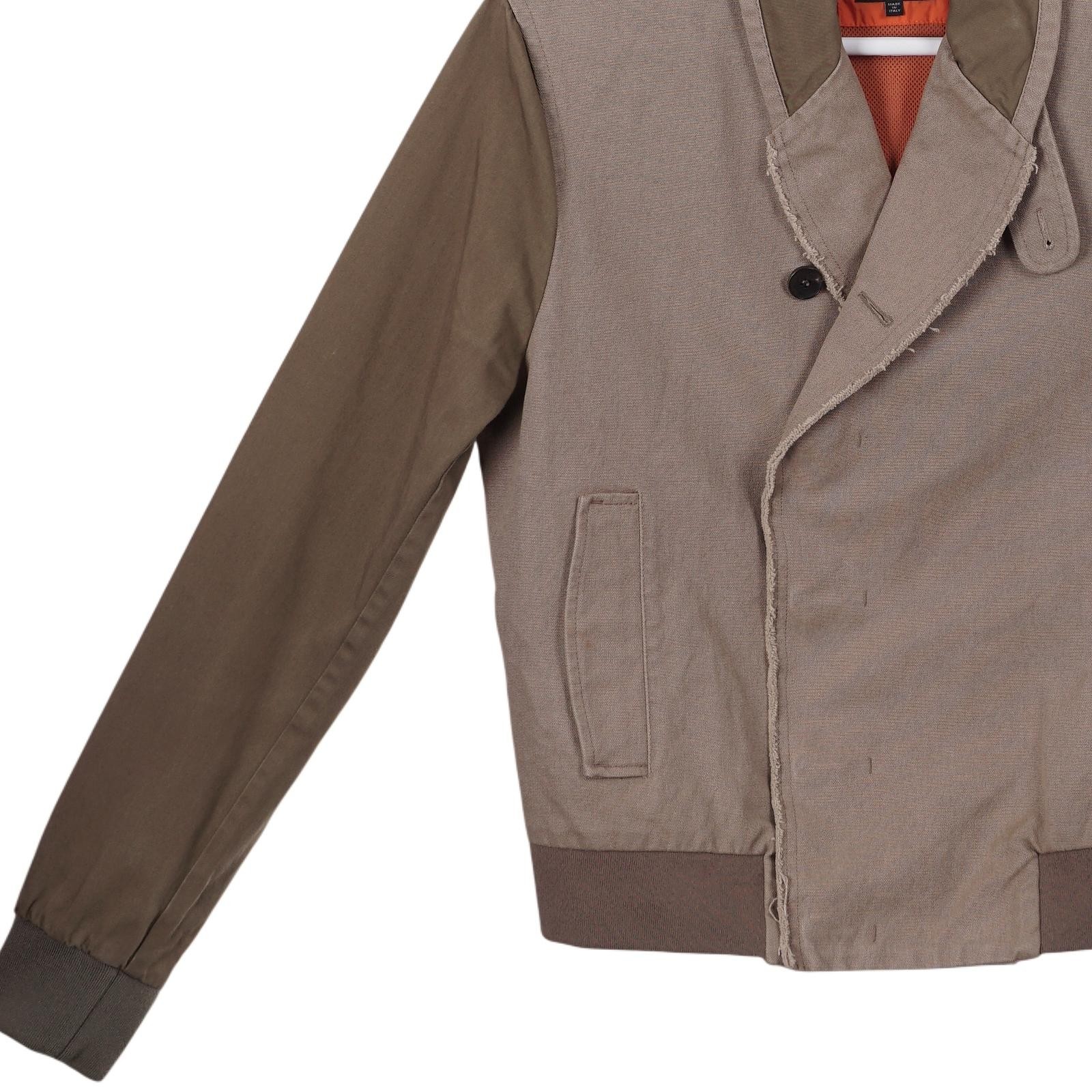Alexander McQueen Bomber Jacket IT 52 Brown Canvas Green Shawl Collar Button Up