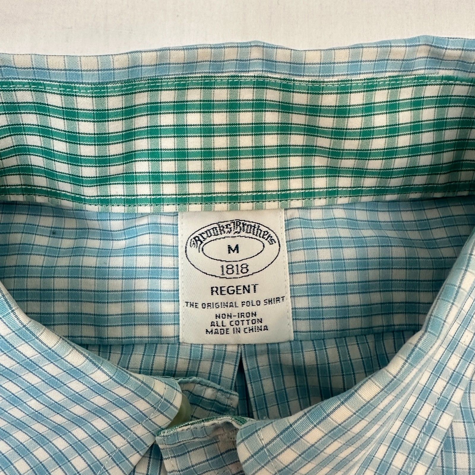 Brooks Brothers Regent Fit Non-Iron Gingham Shirt Men’s Medium Blue Coastal