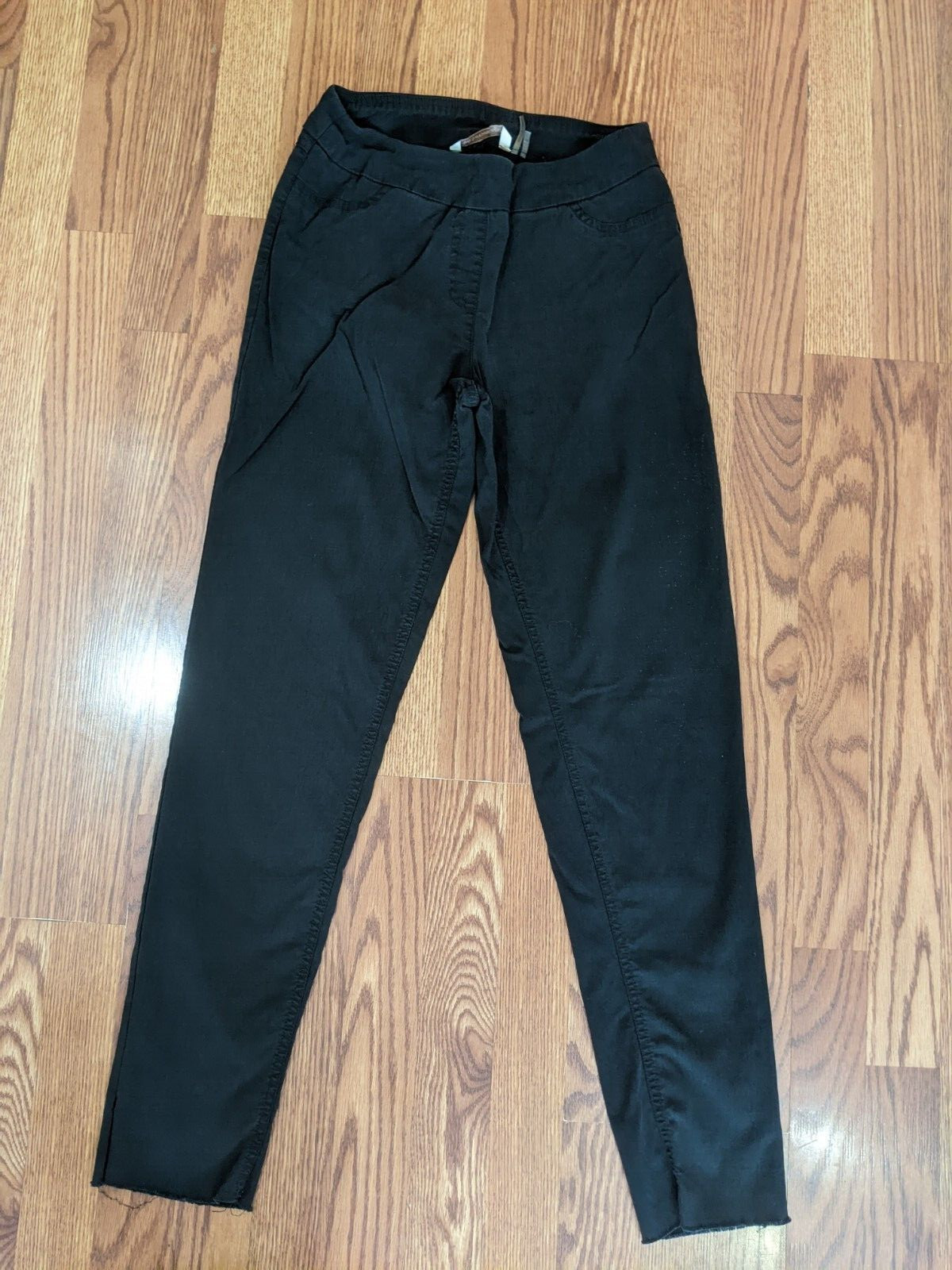 Soft Surroundings Pull-on Skinny Pants Black Rayon Nylon Span Fringe Hems S Tall