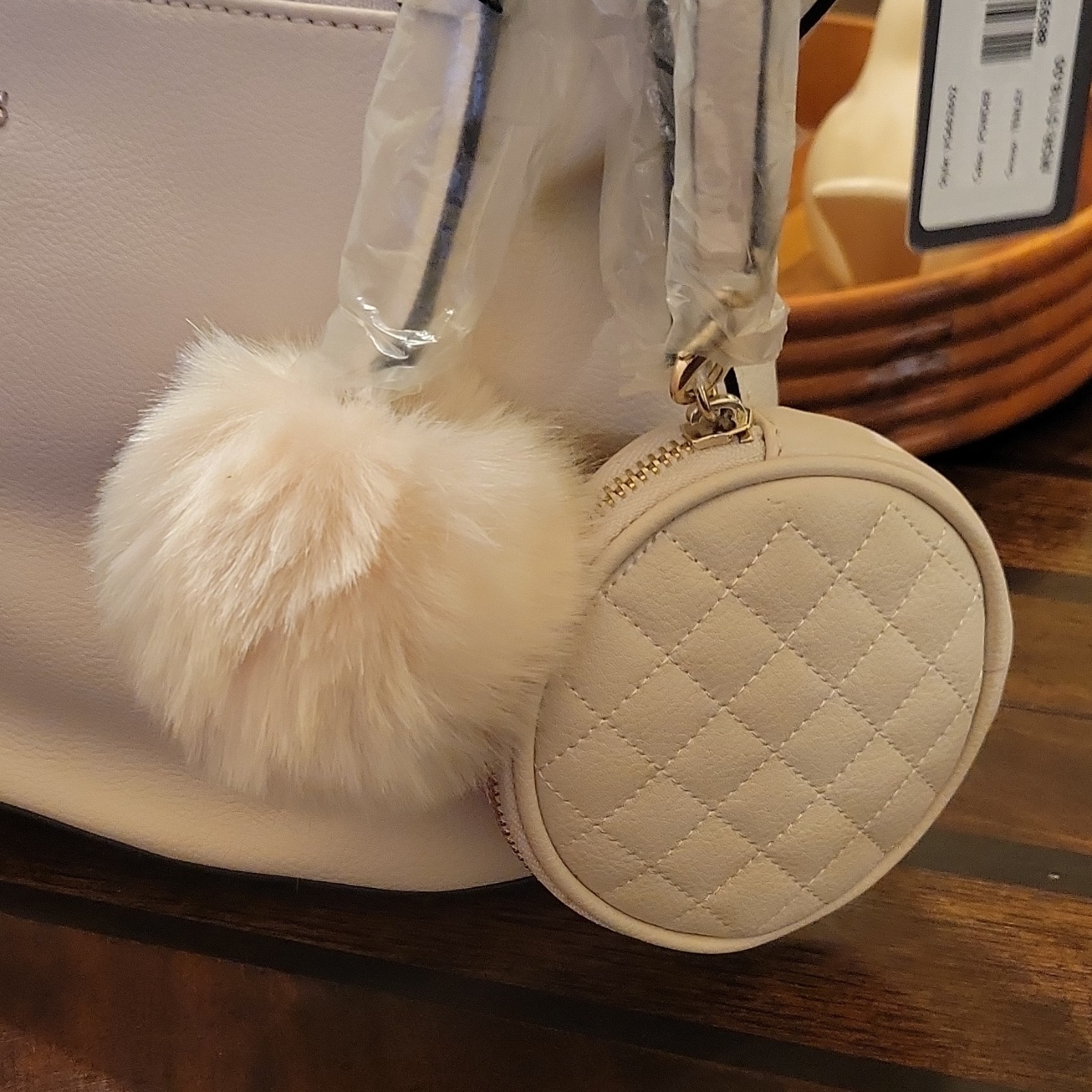 GUESS Tenley Hobo Powder Medium Shoulder Bag Zip Closure w/ Coin Purse & Charm