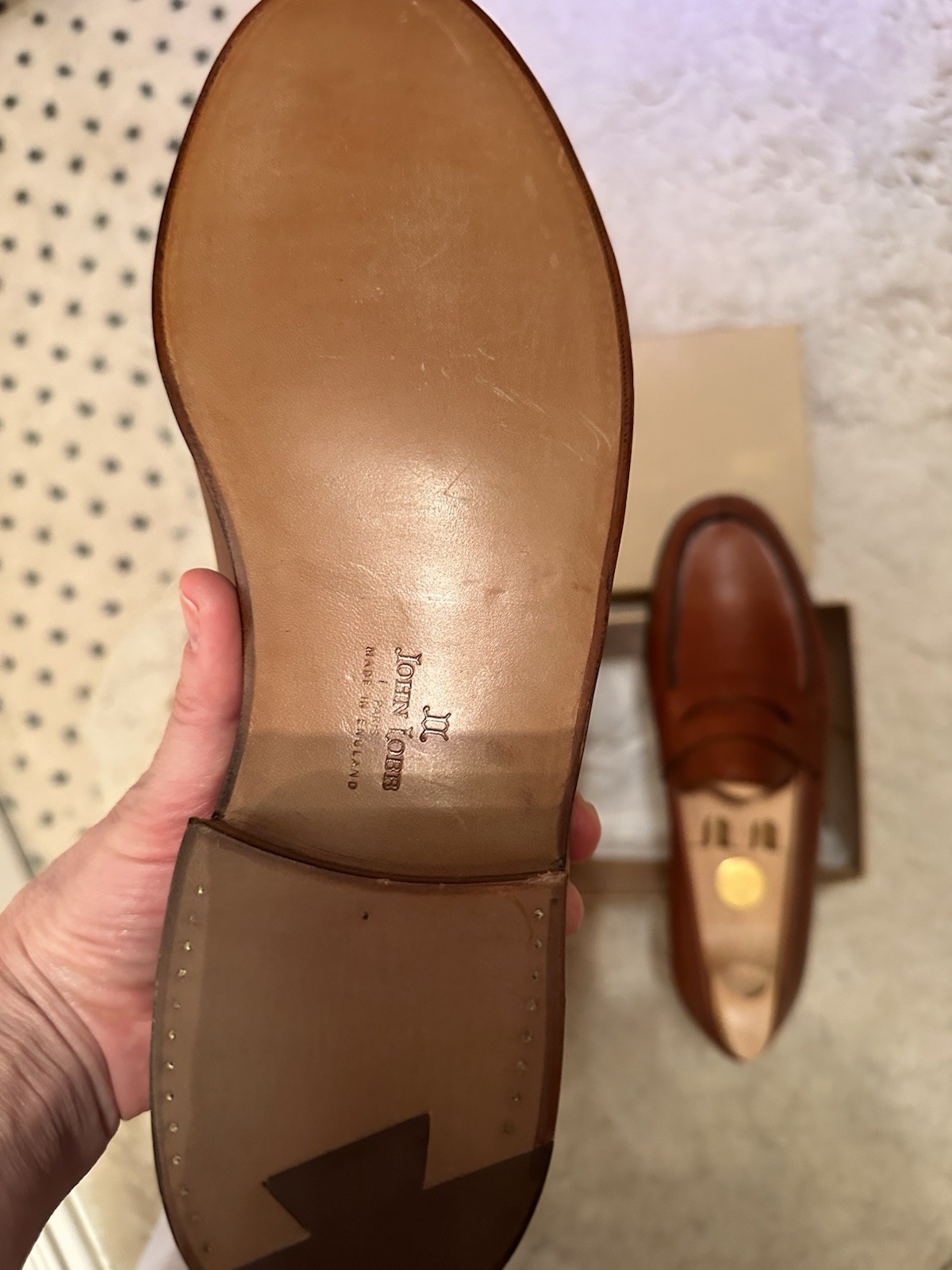 John Lobb Campus Men’s Leather Slip-On Loafers US 9 D Brown Almond Toe