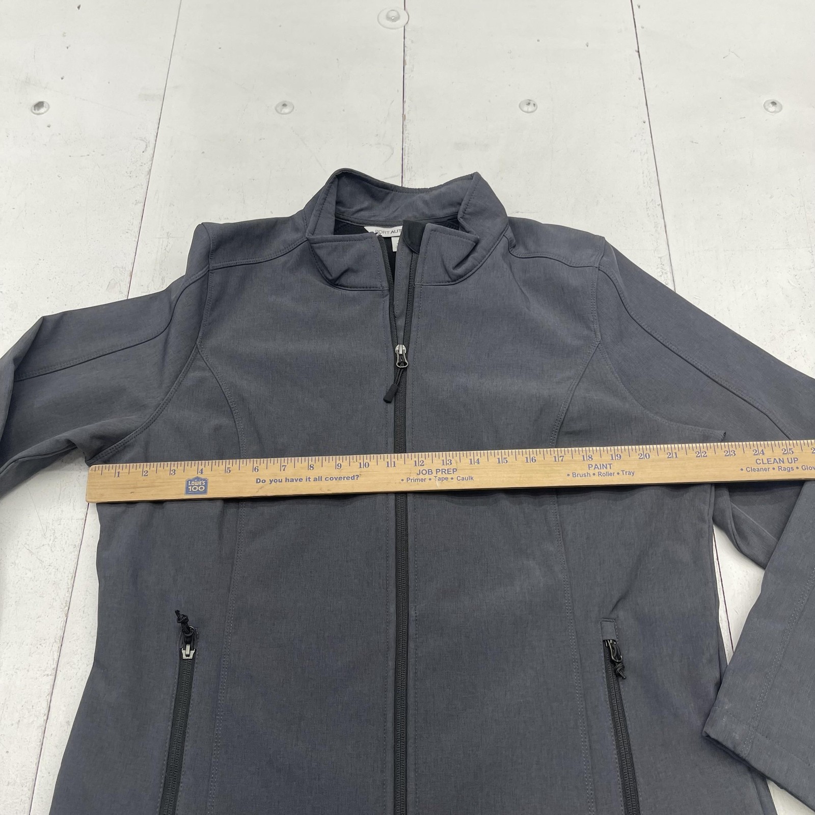 Port Authority Jacket Womens XL Gray Soft Shell Full Zip Fleece Lined Casual