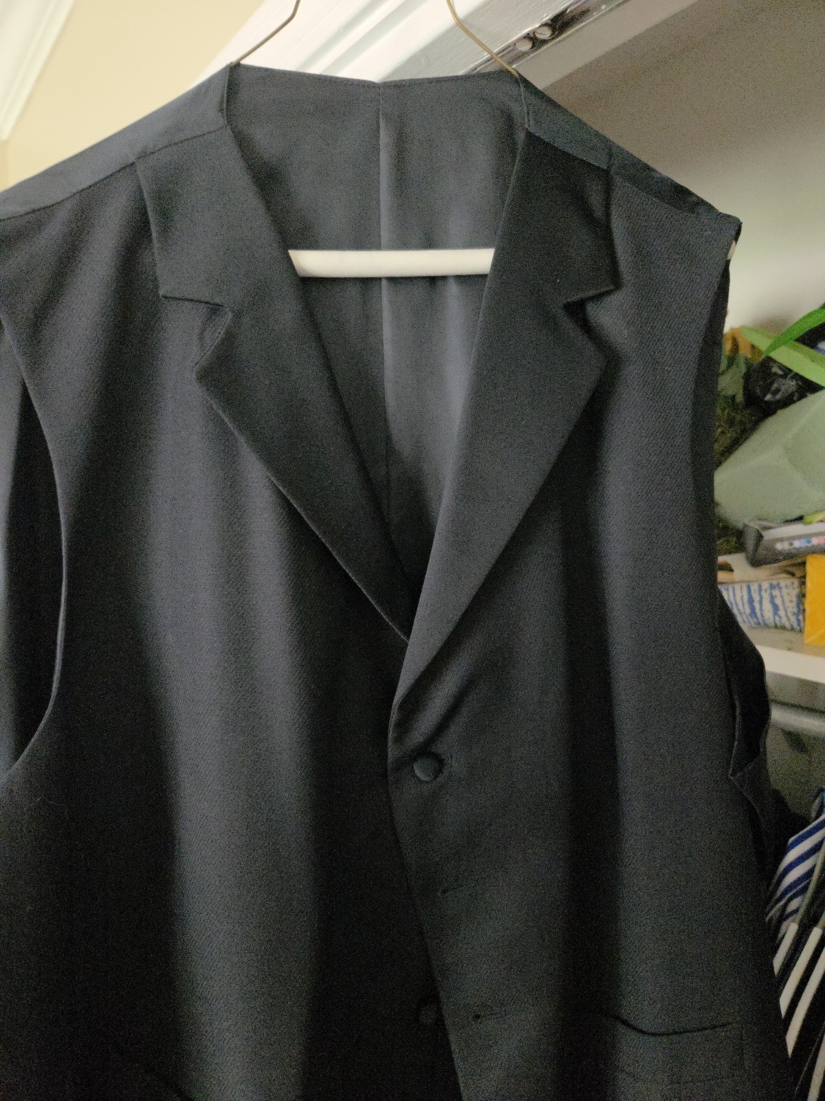 Vintage Hickey Freeman 52L Navy Tuxedo Notch Lapel 2pc Blazer coat Jacket & Vest