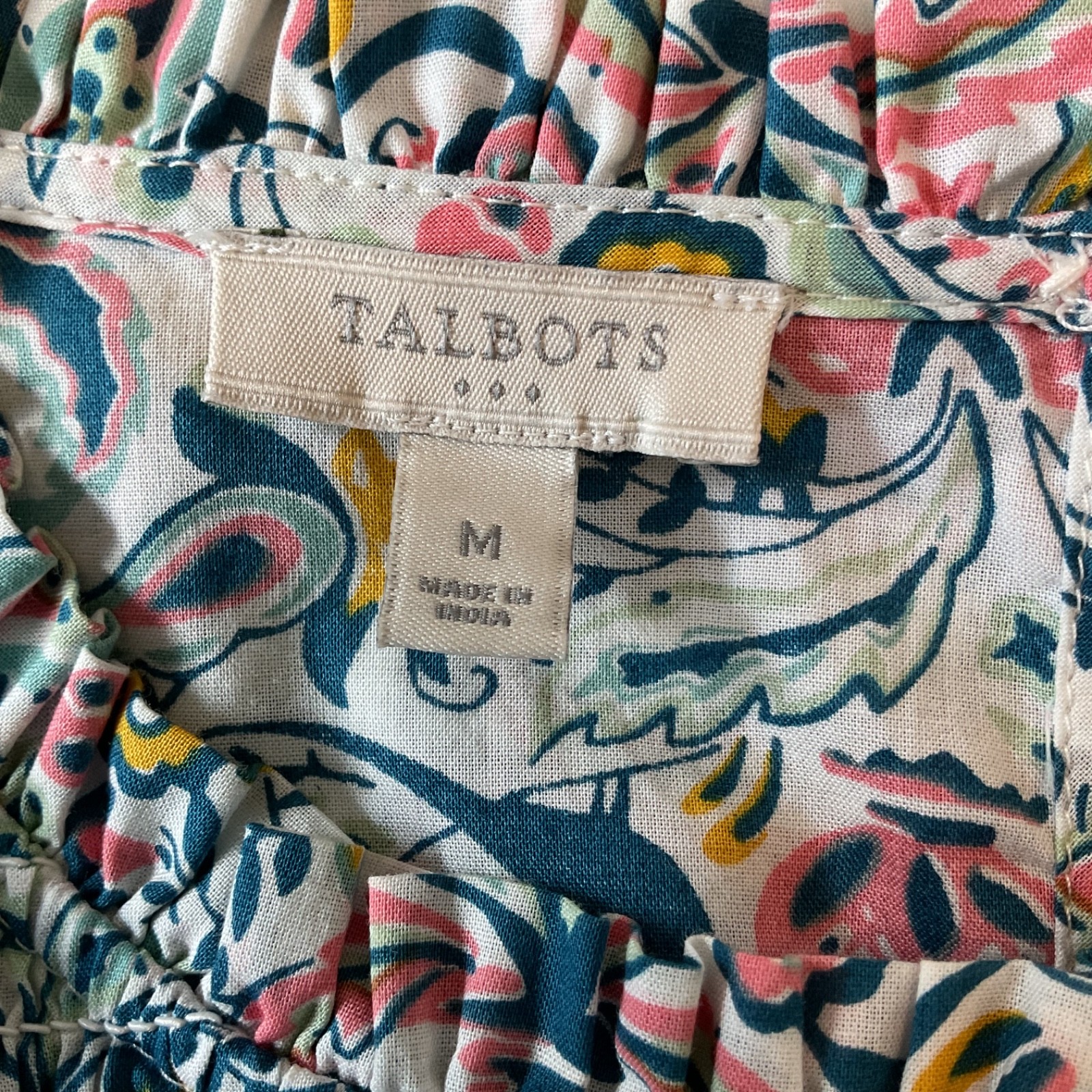 Talbots Women’s Multicolor Bird Flower Pattern Lightweight Cotton Blouse Size M