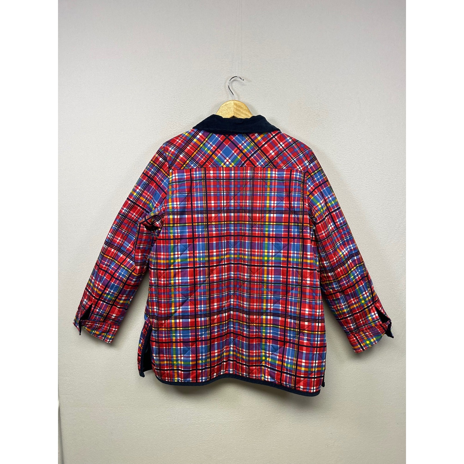 Rafaella Weekend Reversible Quilted Barn Jacket Womens XL Navy Blue Plaid Coat