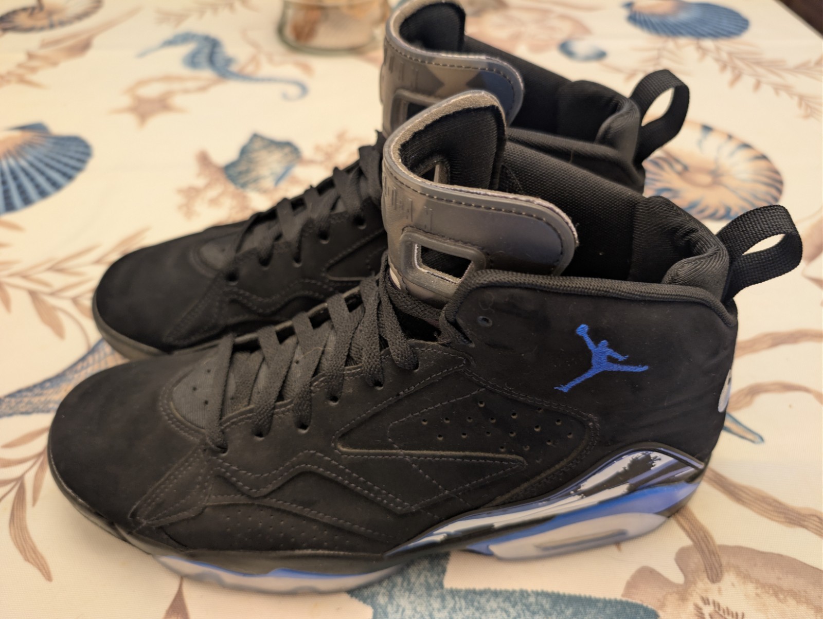 Jordan Jumpman MVP Mid Top Cushioned Basketball Sneakers Black Blue Gray
