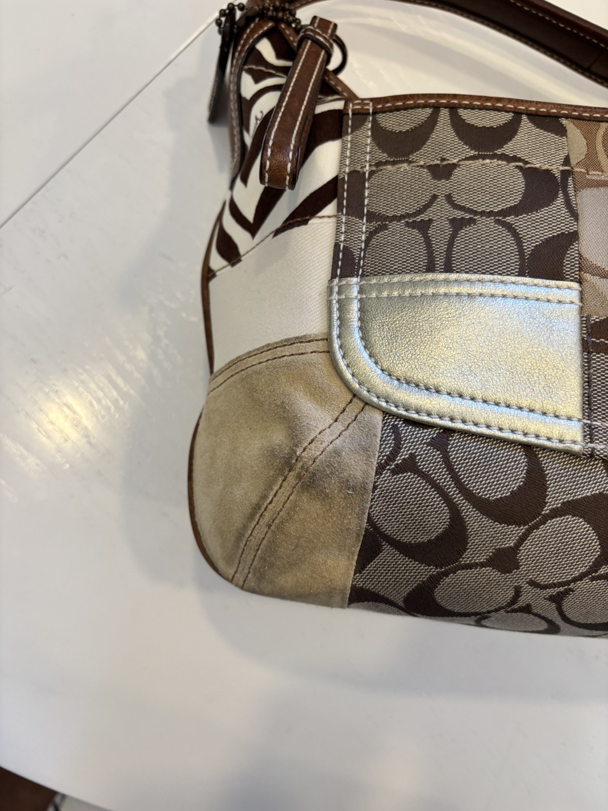 Vintage Coach Khaki Patchwork Ergo Hobo Bag 10808 and Medium Zip-Around Wallet