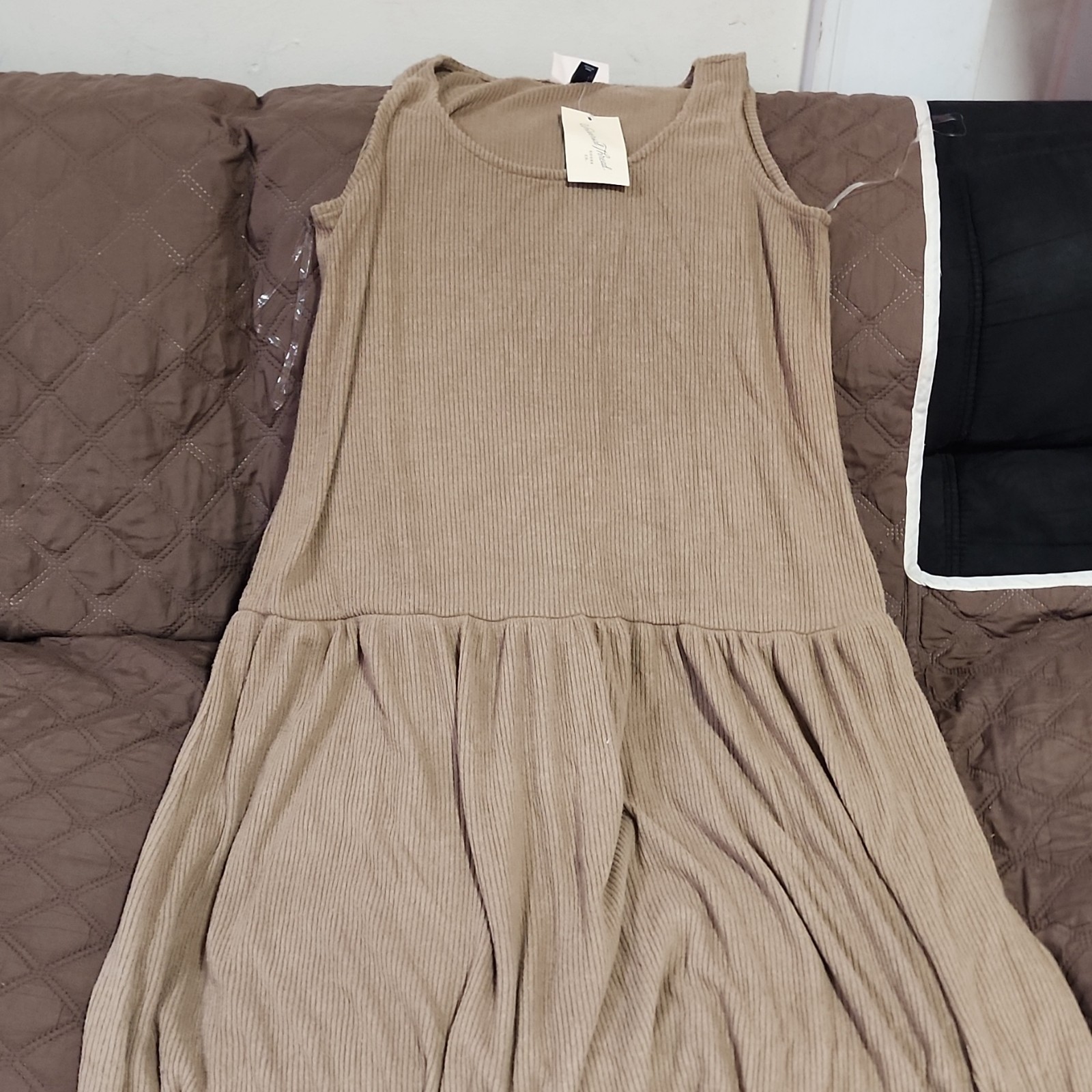 Universal Thread Women’s XL Brown Ribbed Knit Sleeveless Scoop Neck Maxi Dress