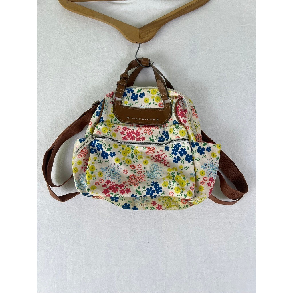 Lily Bloom Backpack Womens Medium Multi-Color Floral Eco-Friendly Canvas Bag