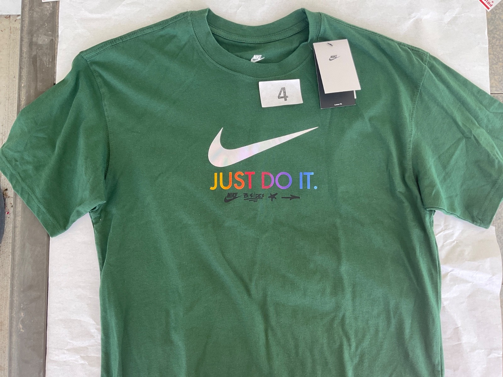 Nike Tee Shirt Short Sleeve Blue Bright Green Sportswear New 100% Cotton