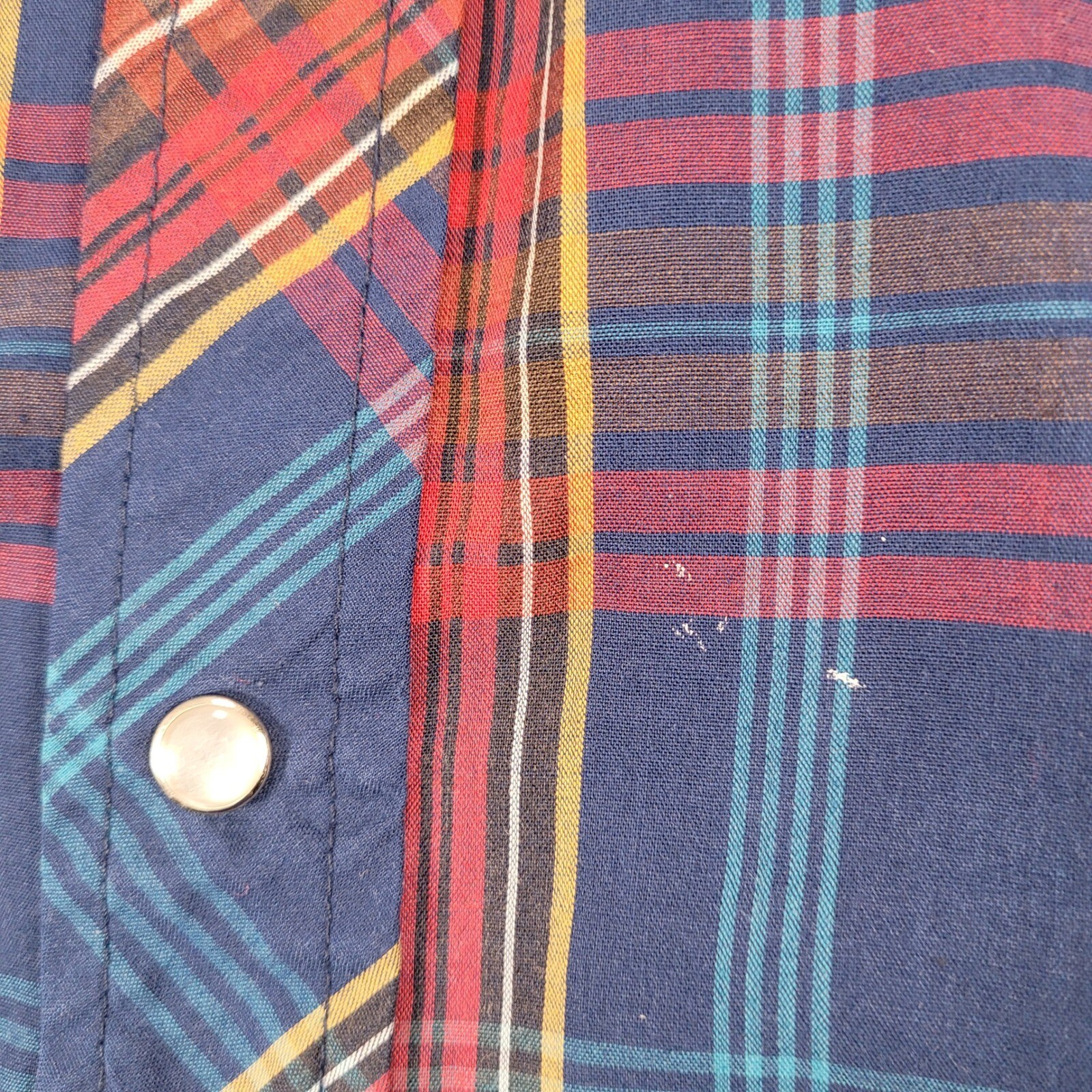 Plainsman Extra Long Tails Plaid Western Shirt Long Sleeve Snap Up Cowboy Sz Med