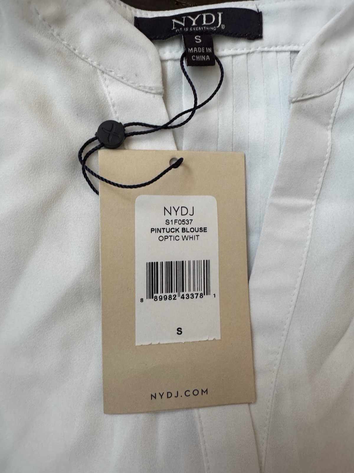 NYDJ Pintuck Blouse Optic White NWT $89 Size Small