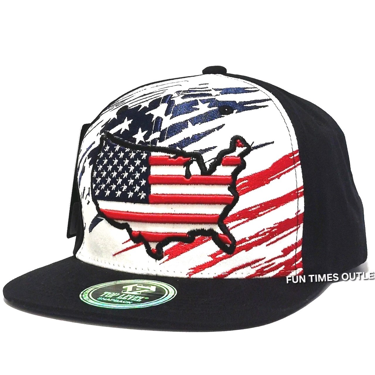USA Flag United States Map Cap Snapback Embroidered Hat One Size Youth Adult New
