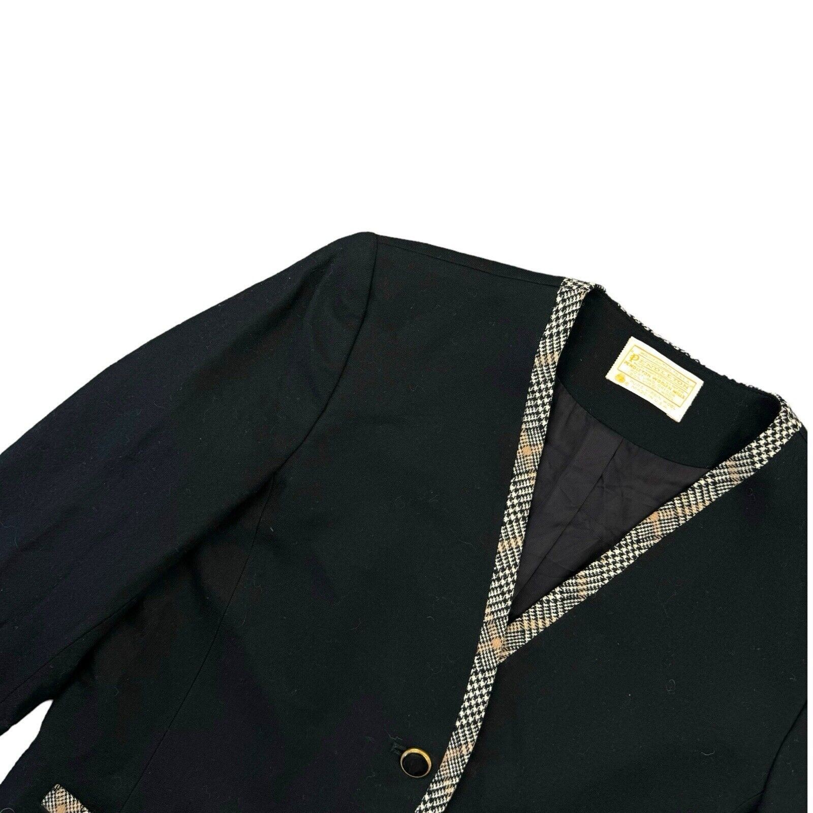 Pendleton Ladies Blazer Extra Small Black Vintage Womens Pure Virgin Wool USA XS