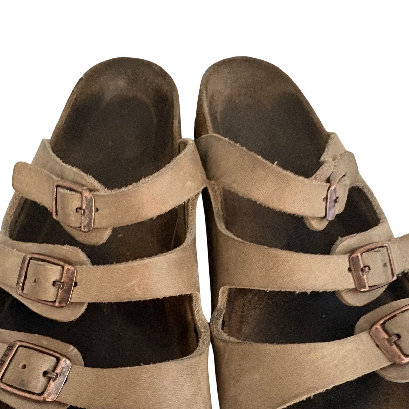 Birkenstock Florida Light Brown Suede Triple Strap Sandals Slides Preppy 39