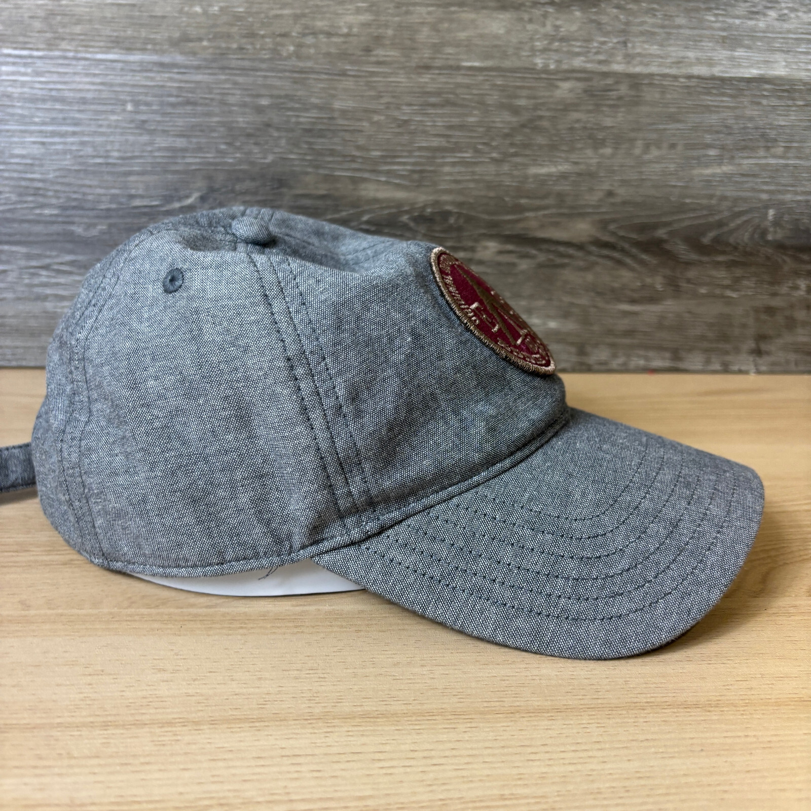 Eddie Bauer Hat Cap Strap Back Gray Camping Hiking Vintage Logo Outdoors
