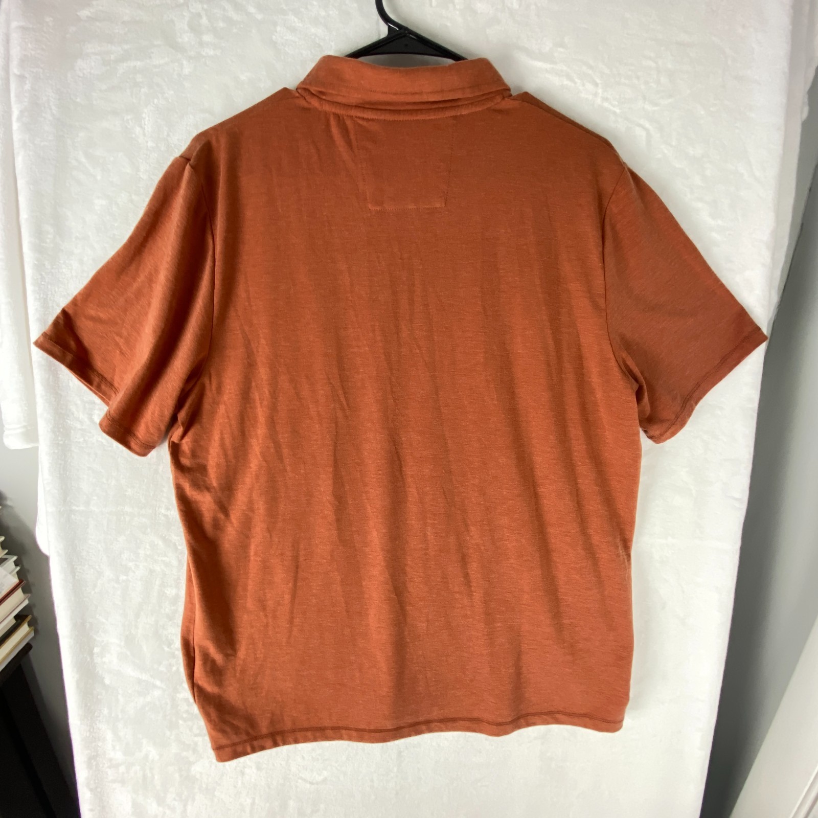 L.L. Bean Slightly Fitted Polo Shirt Mens Medium Rust Stretch Logo Short Sleeve