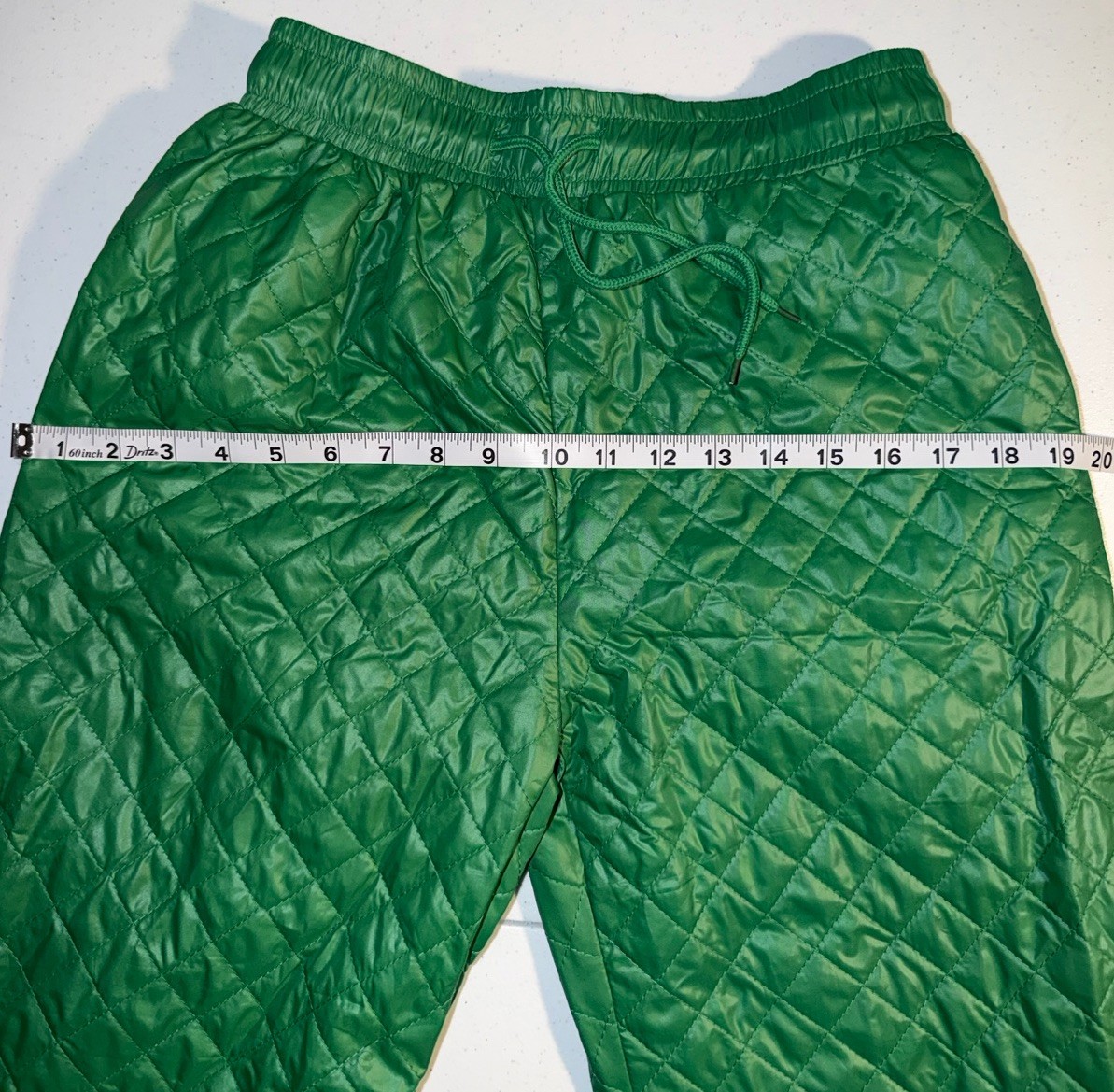 Men’s Green Quilted Jogger Pants Size M Regular Fit 32″ Waist Pockets