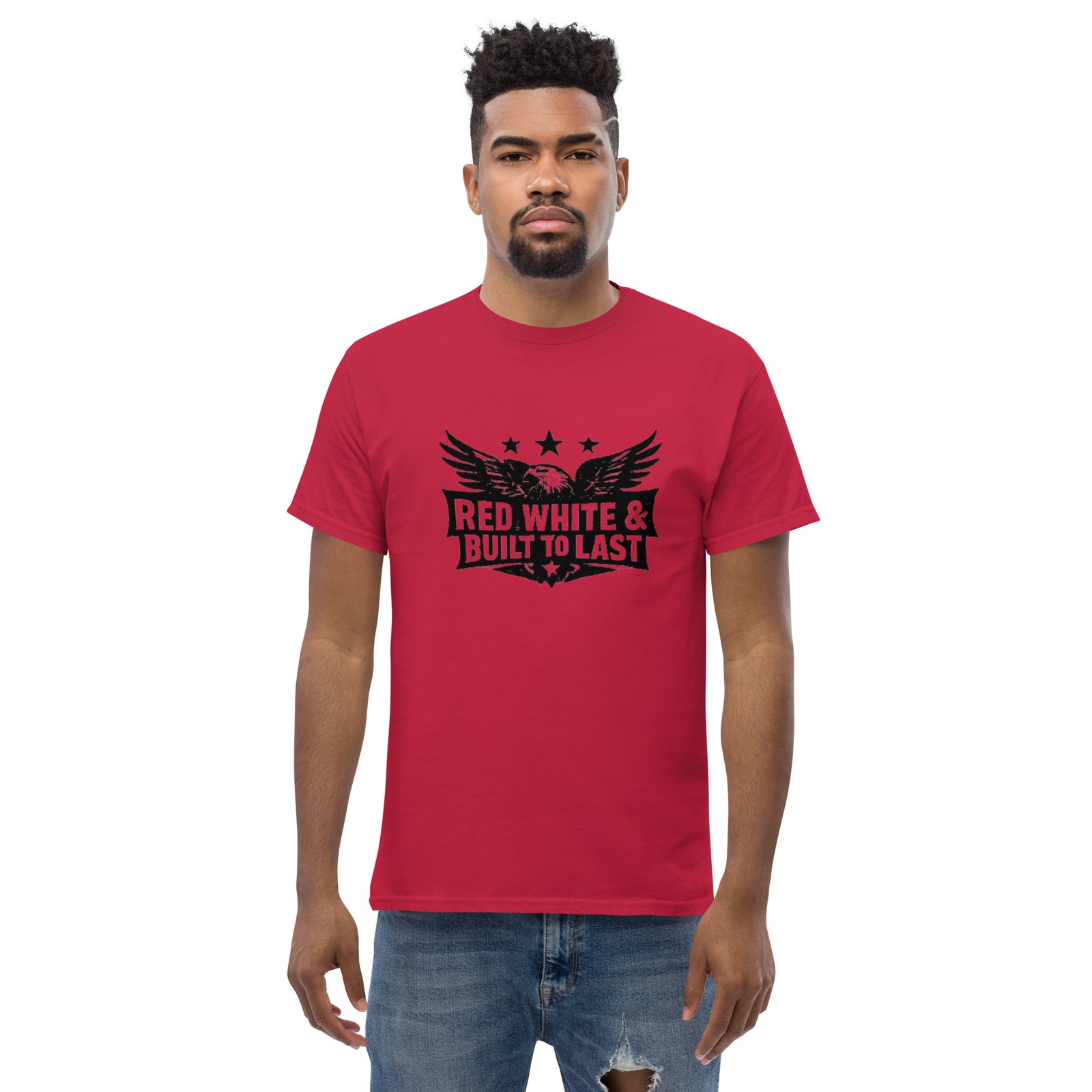 Red White and Bulit to Last Men’s Crew Neck Short Sleeve Shirt