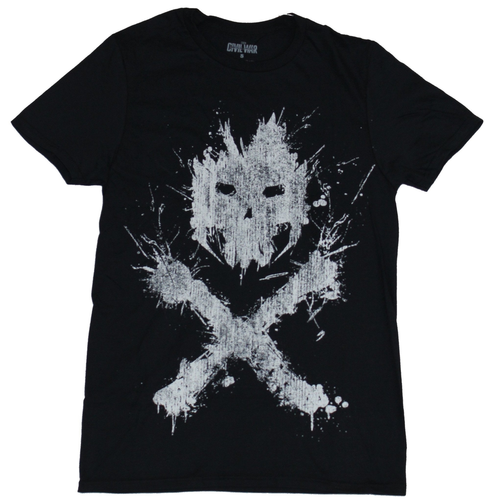 Crossbones of Captain America Civil War Adult New T-Shirt – Distressed Splat