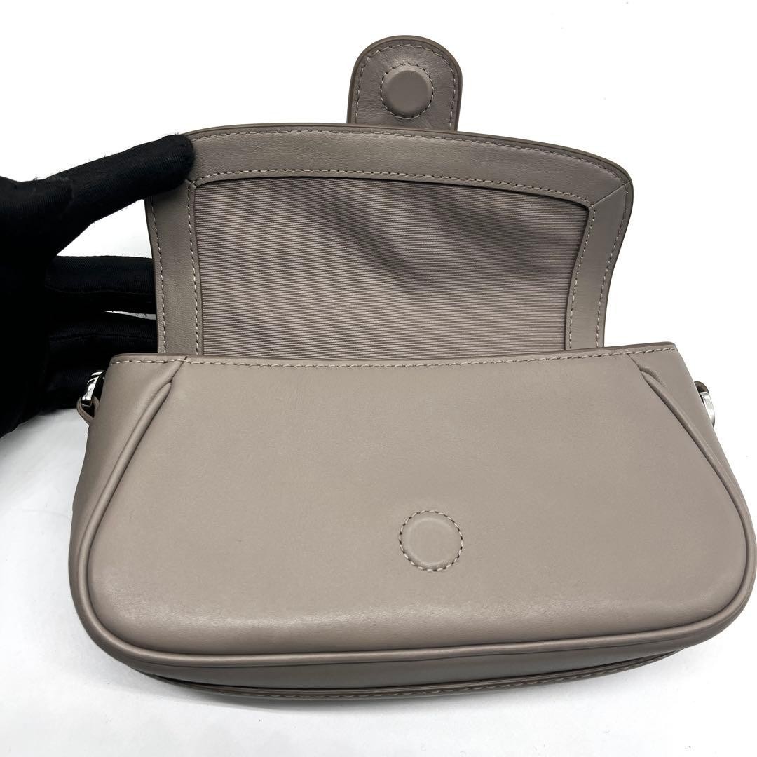 MARC JACOBS The Clover Chain Leather Shoulder Bag Greige Compact 22cm Authentic