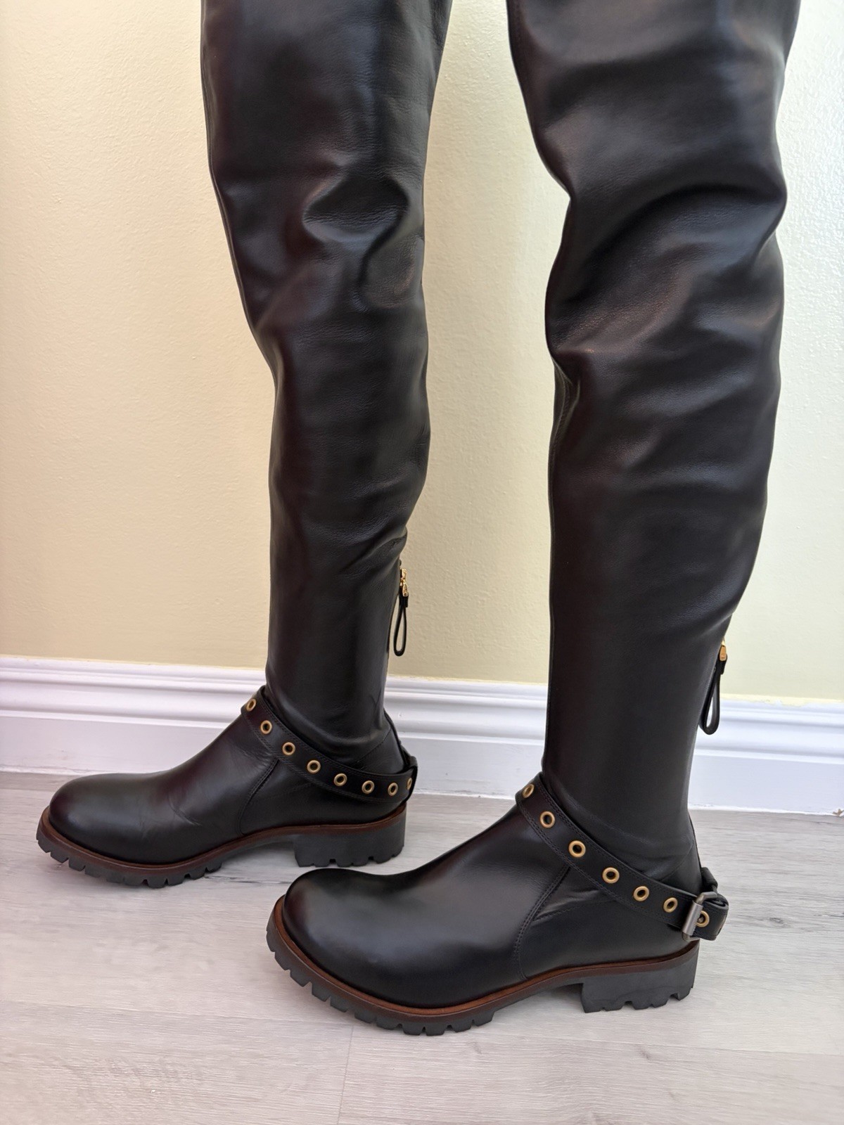 Sergio Rossi Butter Soft Black Leather 27” Thigh High Boots Sz 38.5 39 39.5 READ