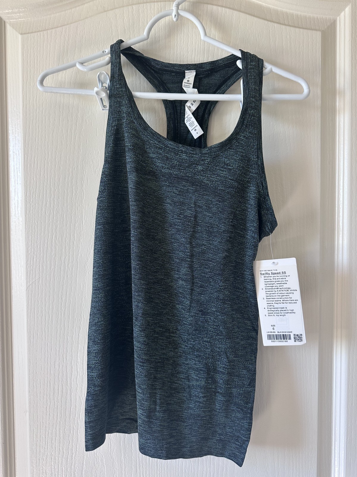 NWT Lululemon Swiftly Tech 2.0 Racerback Black/Deep Coal Size 6