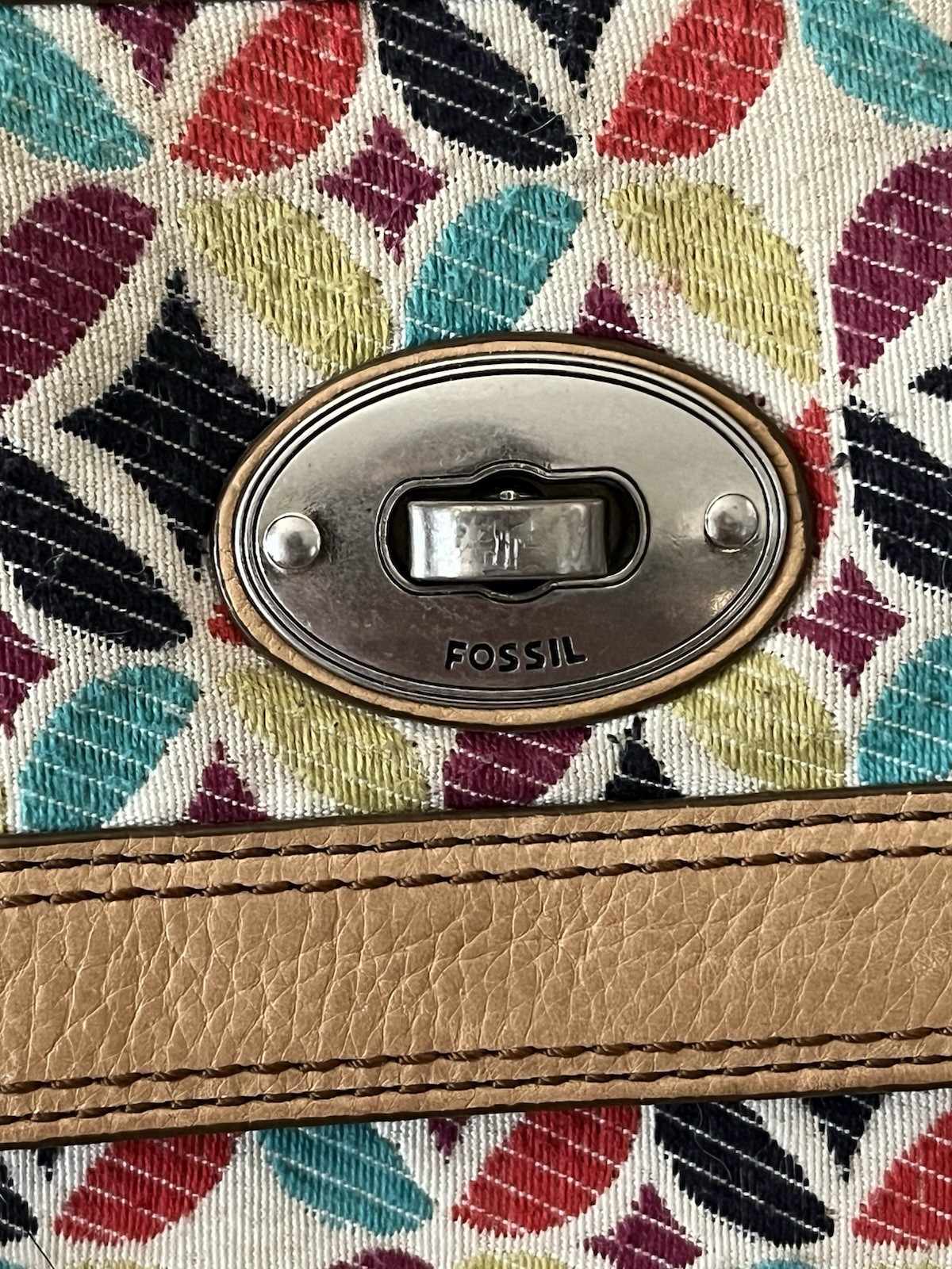 FOSSIL Maddox Shoulder Bag Or Crossbody, Turn Lock Front Zip Closure, Colorful