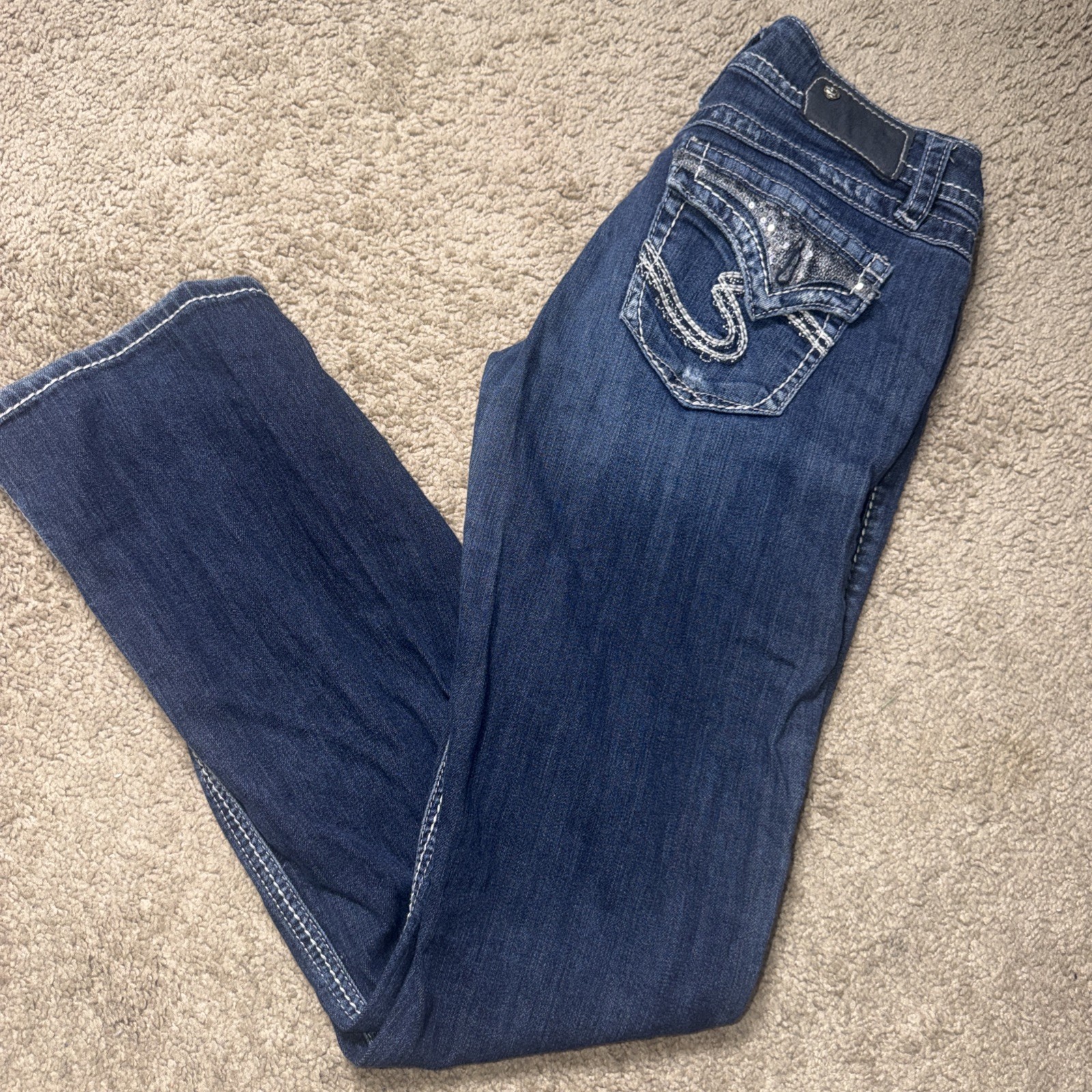 Silver Jeans Dawson Bootcut Jeans Womens 29×32 Dark Wash Stretch Denim