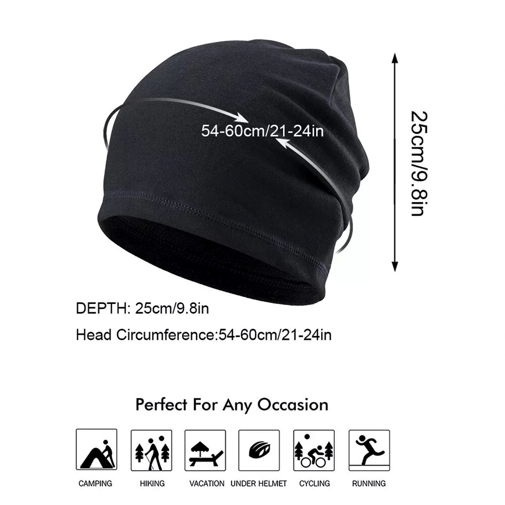 Skull Cap for Men Women Thin Fleece Beanie Cap Helmet Liner Sleep Hats Windproof