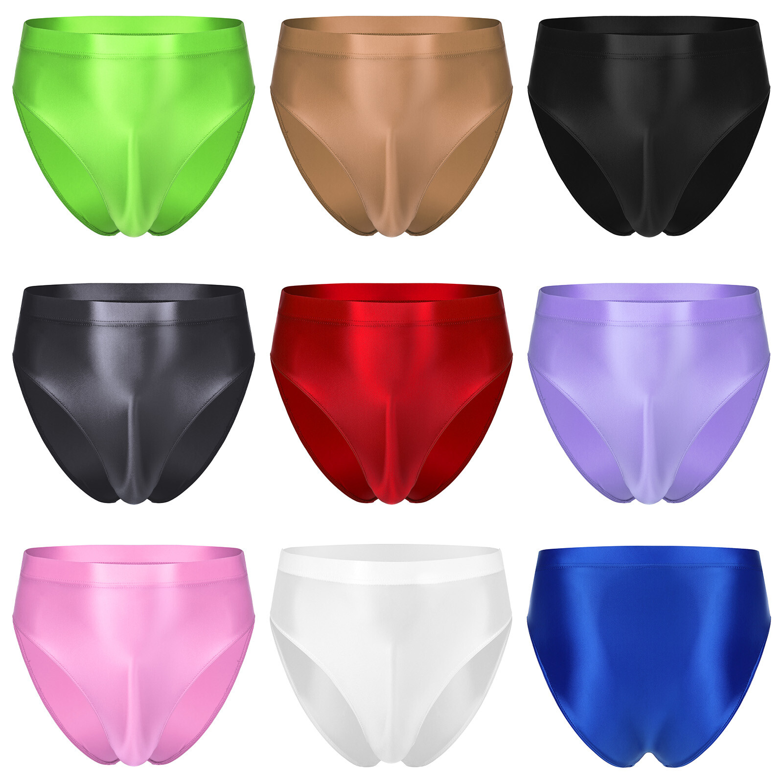 US Men’s Oil Glossy Smooth Bikini Briefs Ice Silk Stretchy Sissy Thong Underwear
