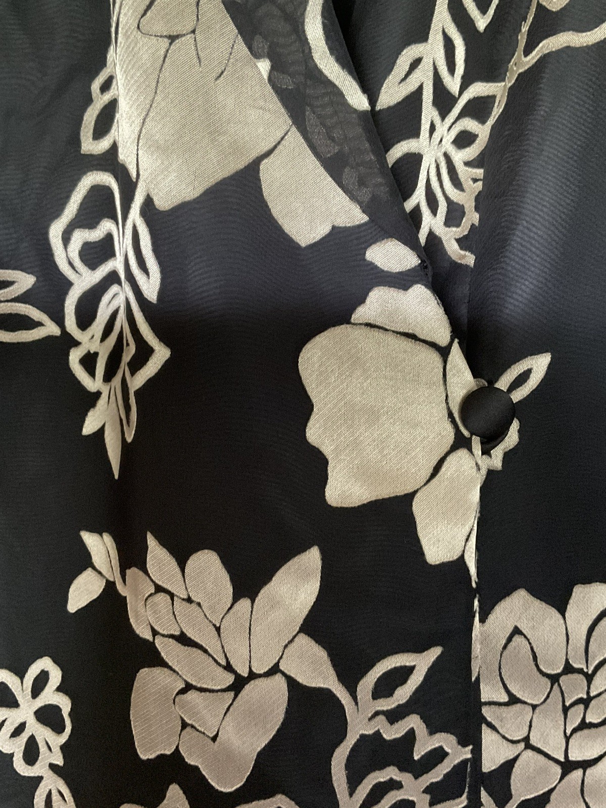 Alex Evenings Jacket Women 2X Black Floral Sheer Chiffon 3/4 Sleeve 80s Vintage