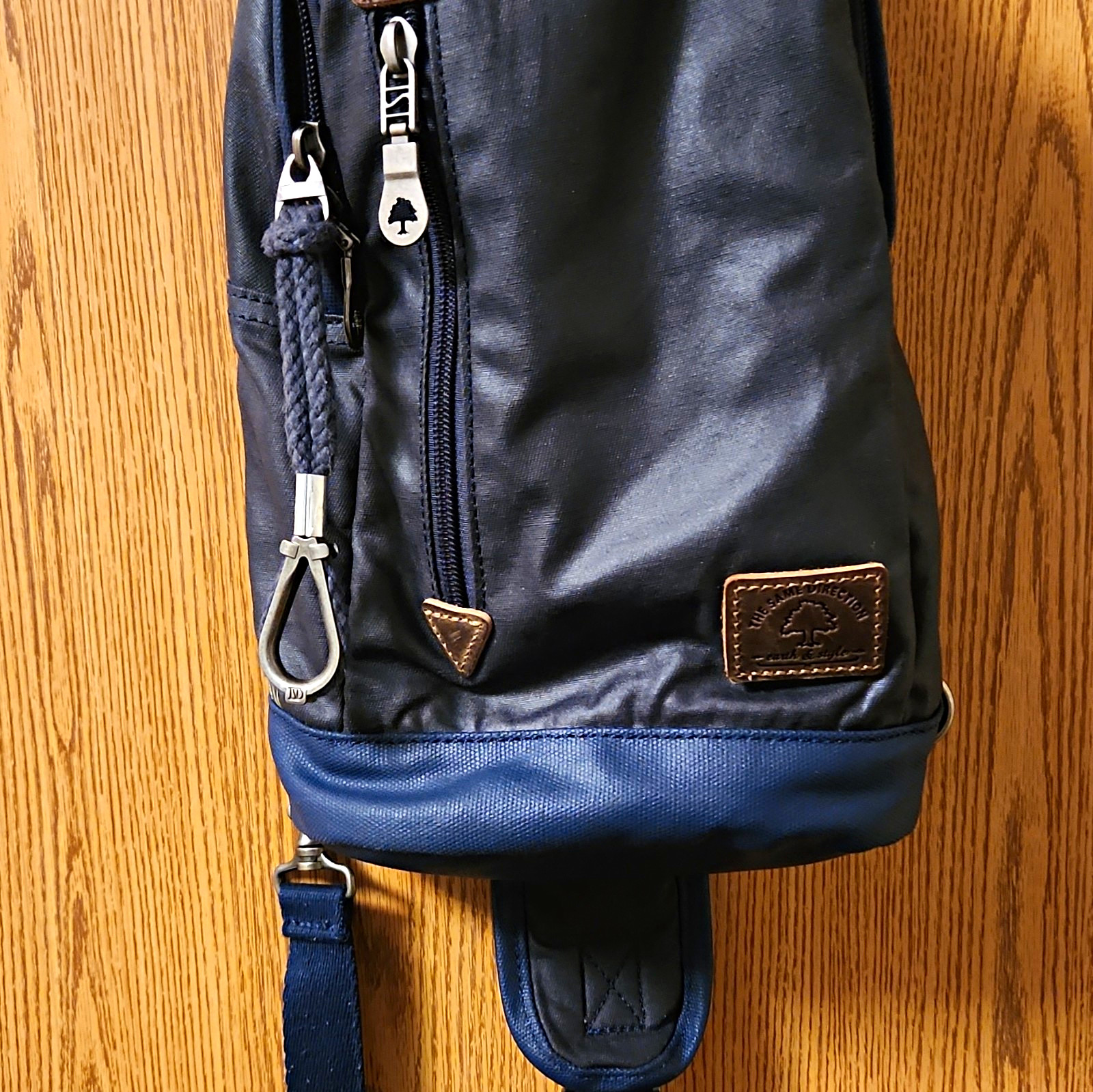 Timberland Blue Solid Sling Bag, Zip Closure, Adjustable Shoulder Strap
