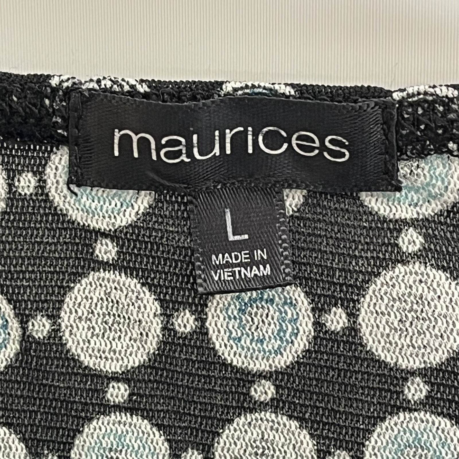Maurices Womens Top Black Geometric Print Square Neck Short Sleeve Smocked Hem L