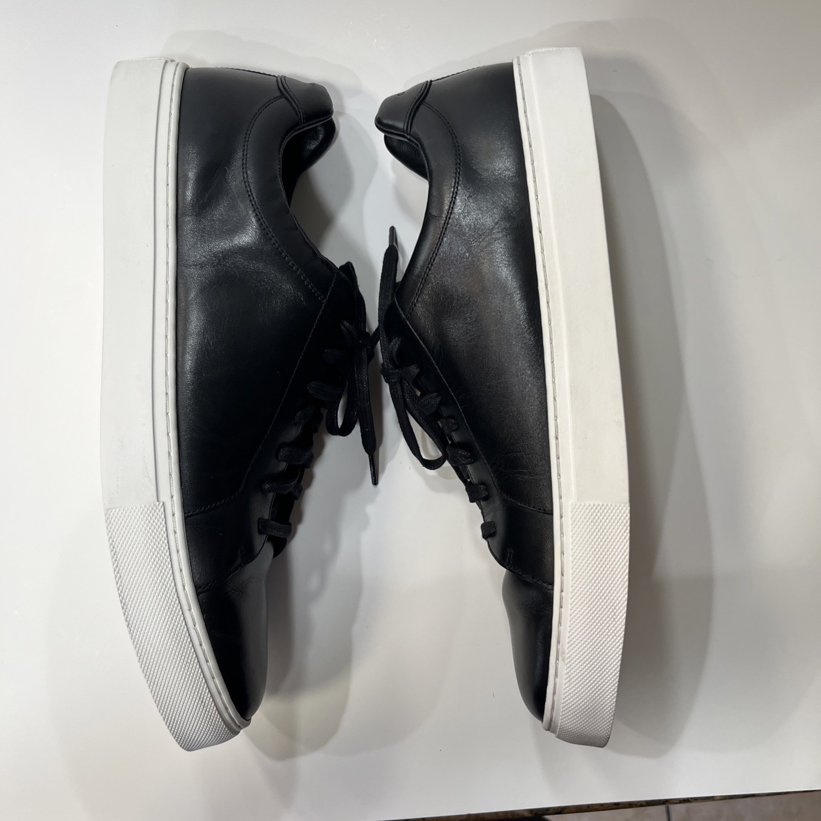 Cole Haan Men’s Leather Lace-Up Casual Sneakers Black/White, US 13 M