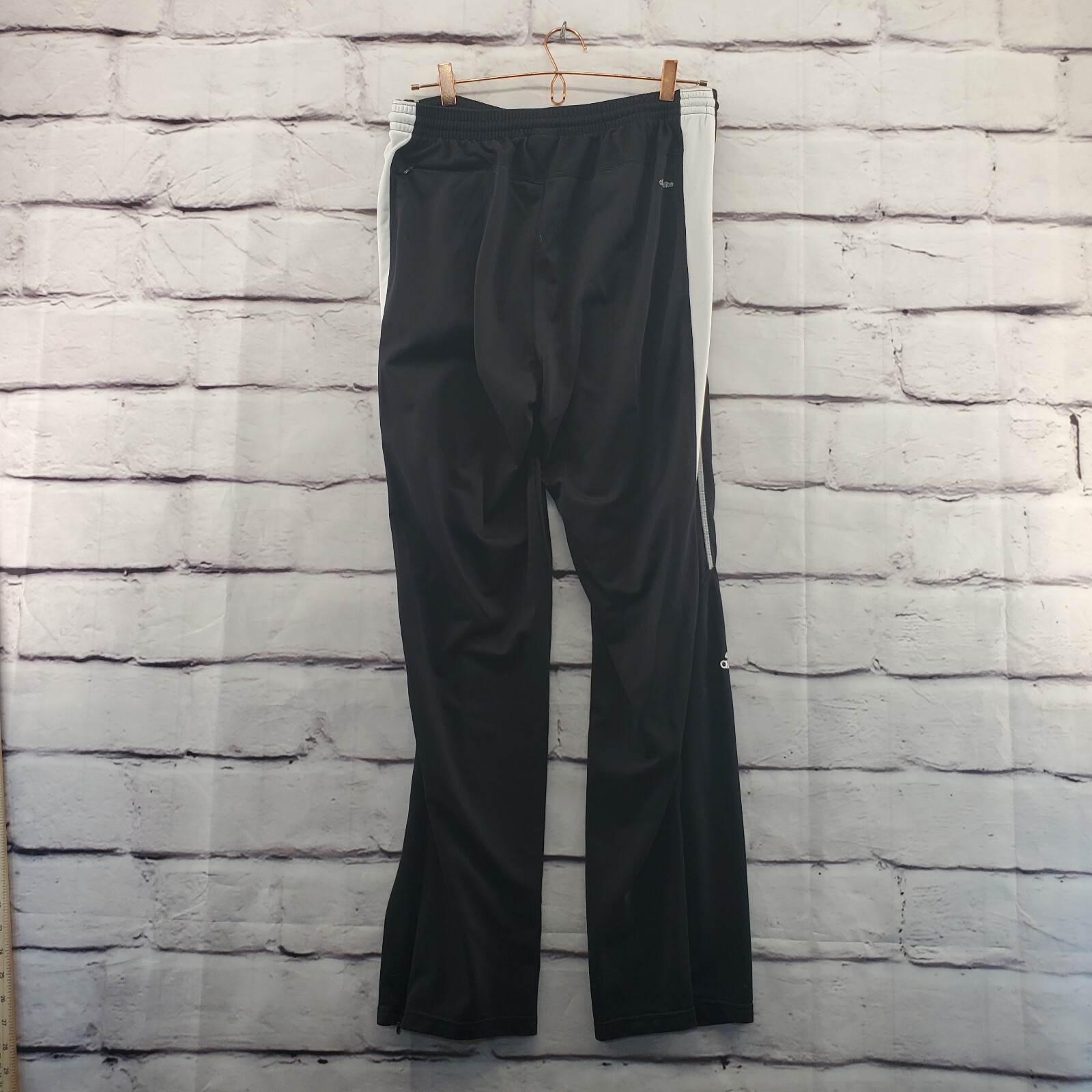 ADIDAS Track Pants Mens Large Atheltic Drawstring Straight Black White