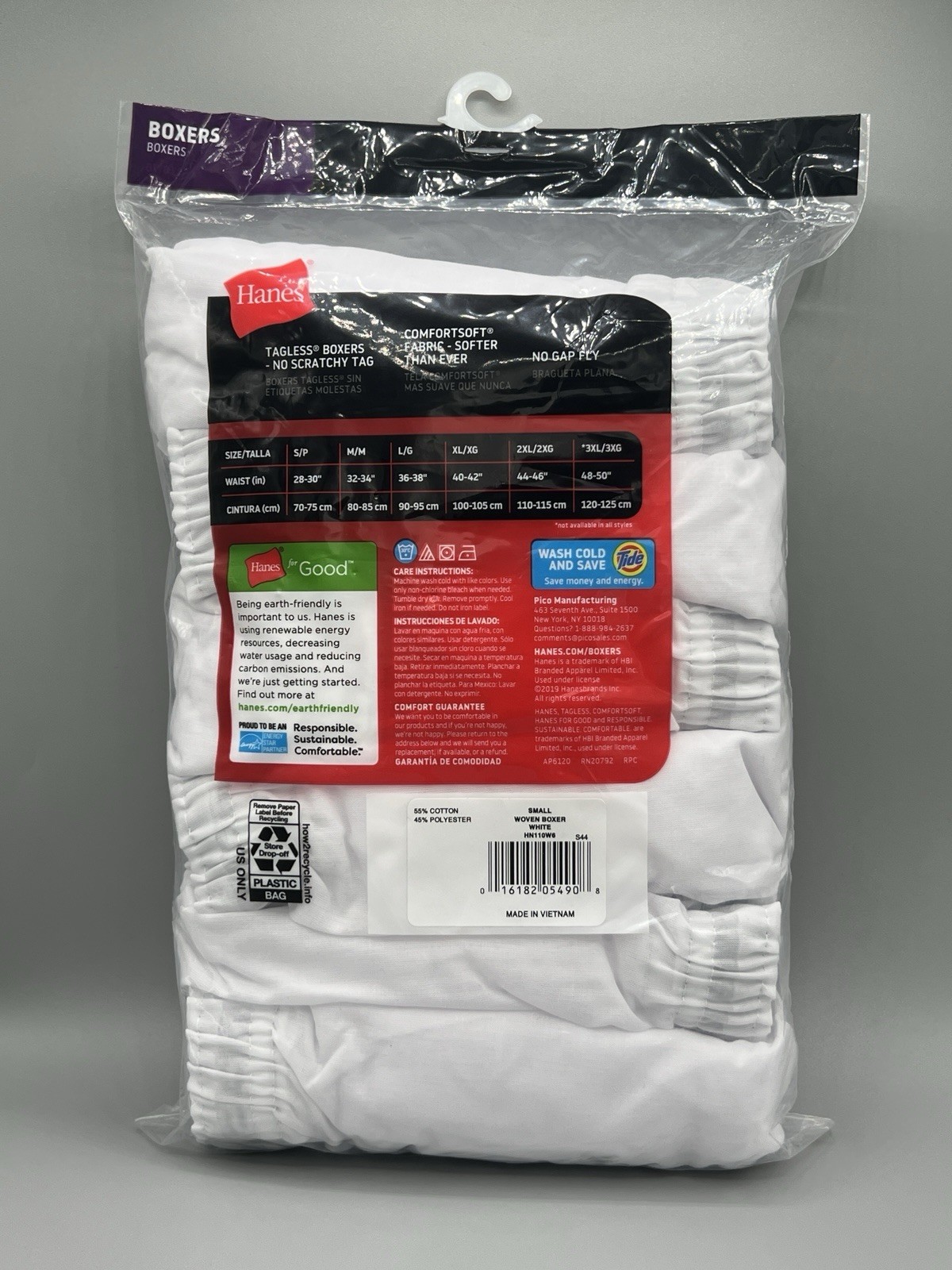 6-Pack HANES Men’s S/P Tagless Woven White Boxers Soft Breathable No Gap Fly