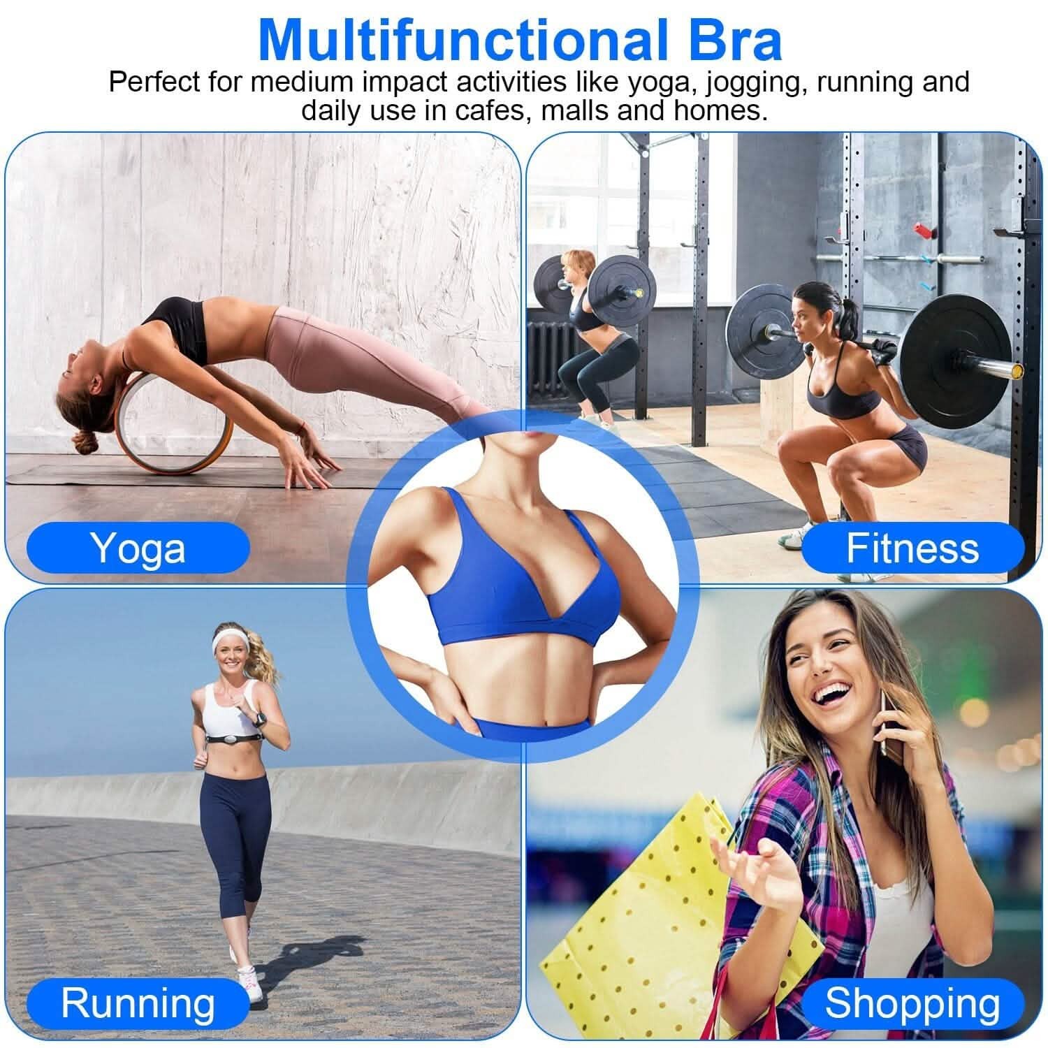 Women’s Deep V-Neck U-Shaped Back Sports Bra
