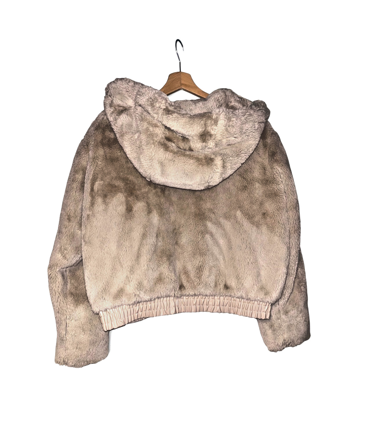 Women’s Zara Faux Fur & Faux Leather Coat With Gold Hardware – Size X-Small 4/6